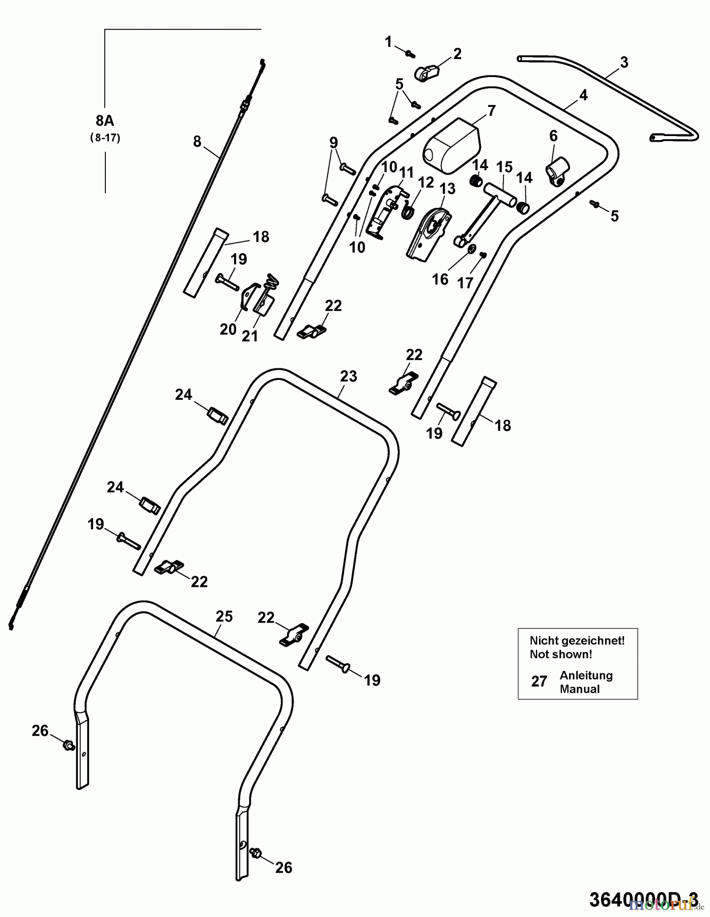  Wolf-Garten Motorvertikutierer UV 40 H 3640000 Serie D  (2009) Holm