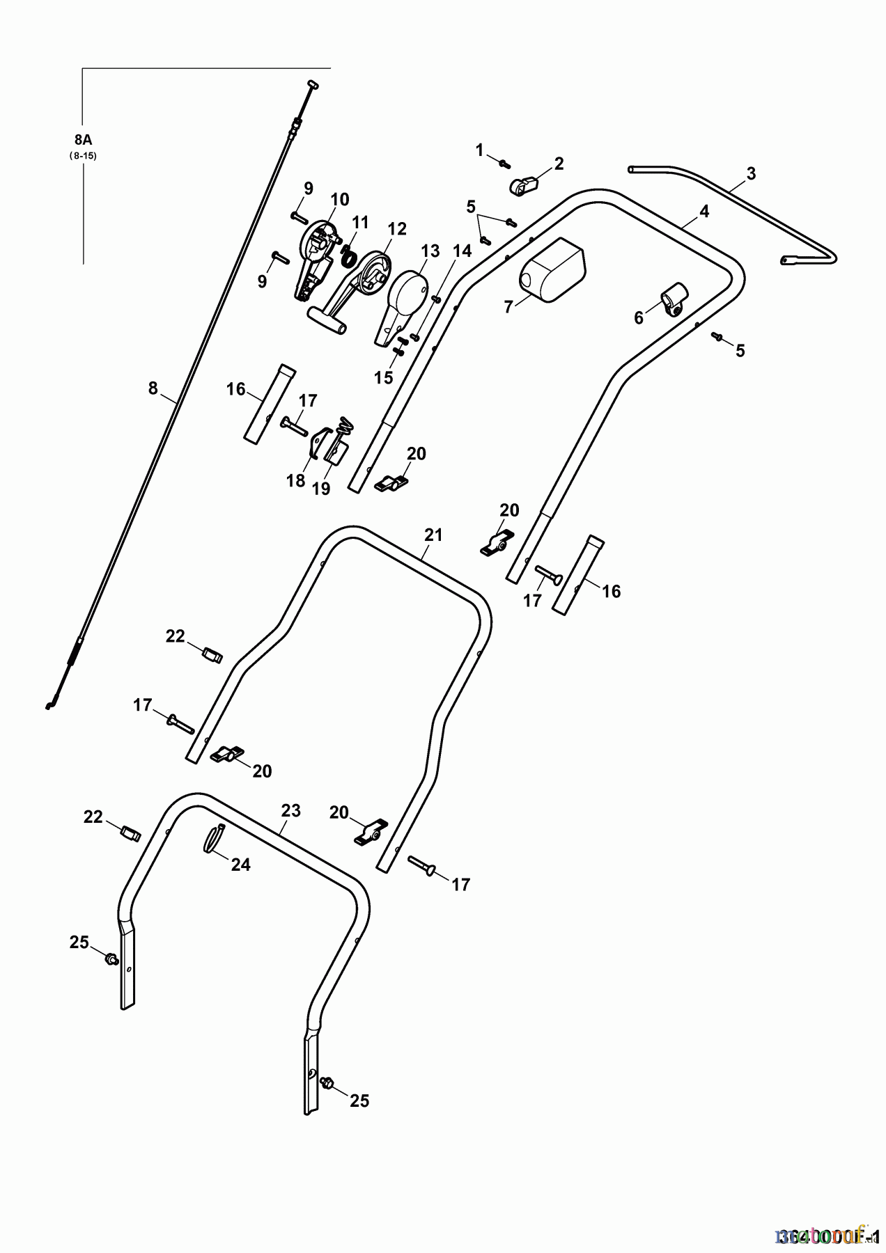  Wolf-Garten Motorvertikutierer UV 40 H 3640000 Serie F  (2009) Holm