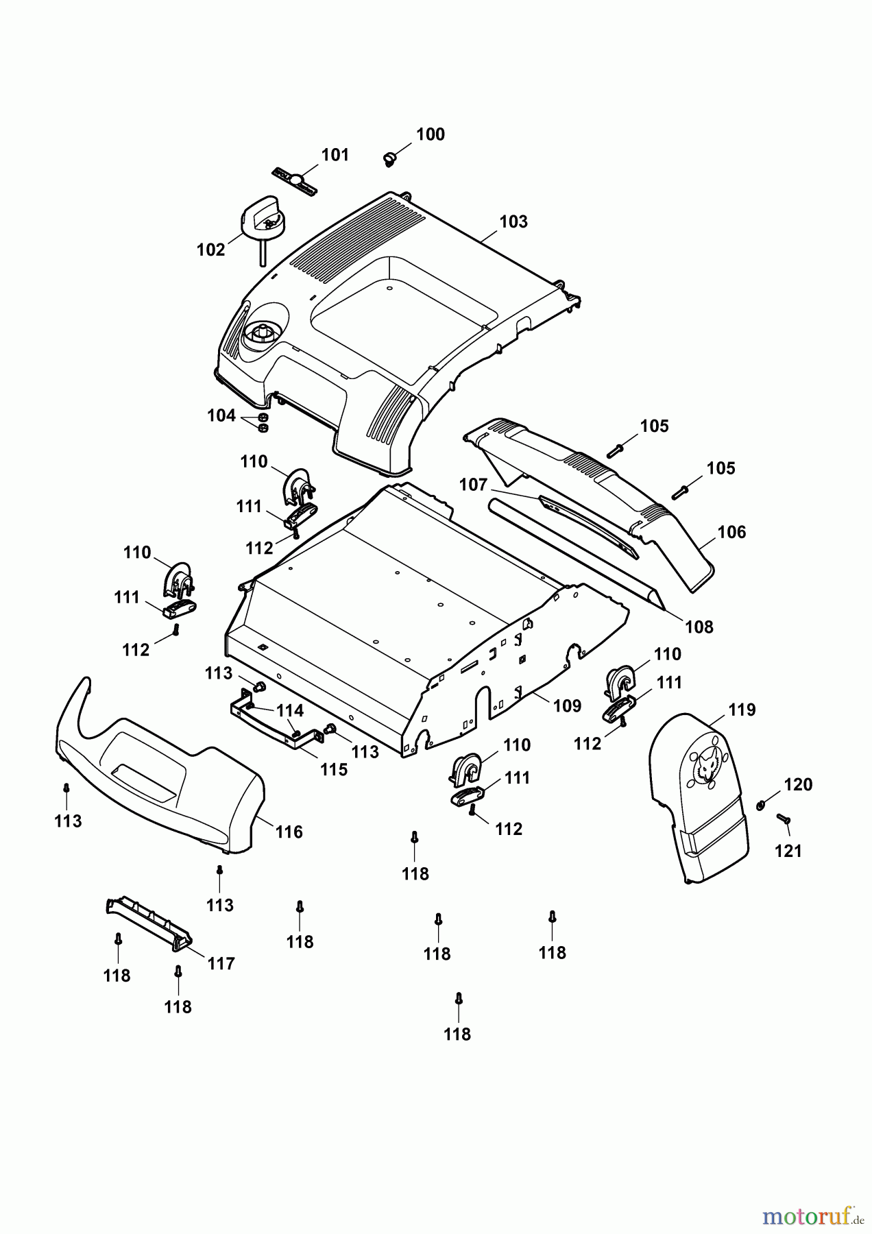  Wolf-Garten Motorvertikutierer UV 40 H 3640000 Serie F  (2009) Vertikutierergehäuse