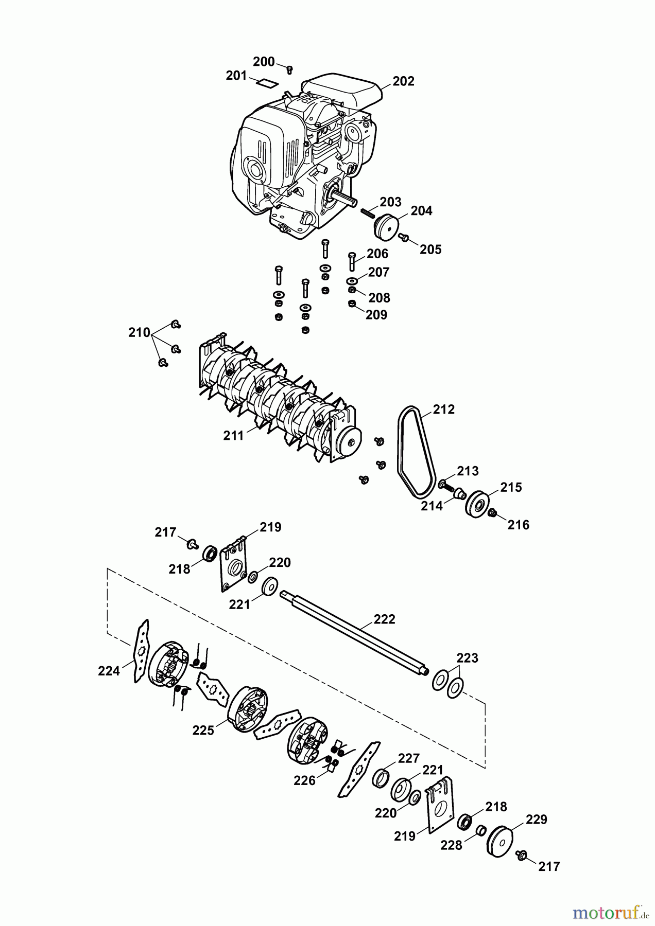  Wolf-Garten Motorvertikutierer UV 40 H 3640000 Serie F  (2009) Keilriemen, Messerwalze, Motor
