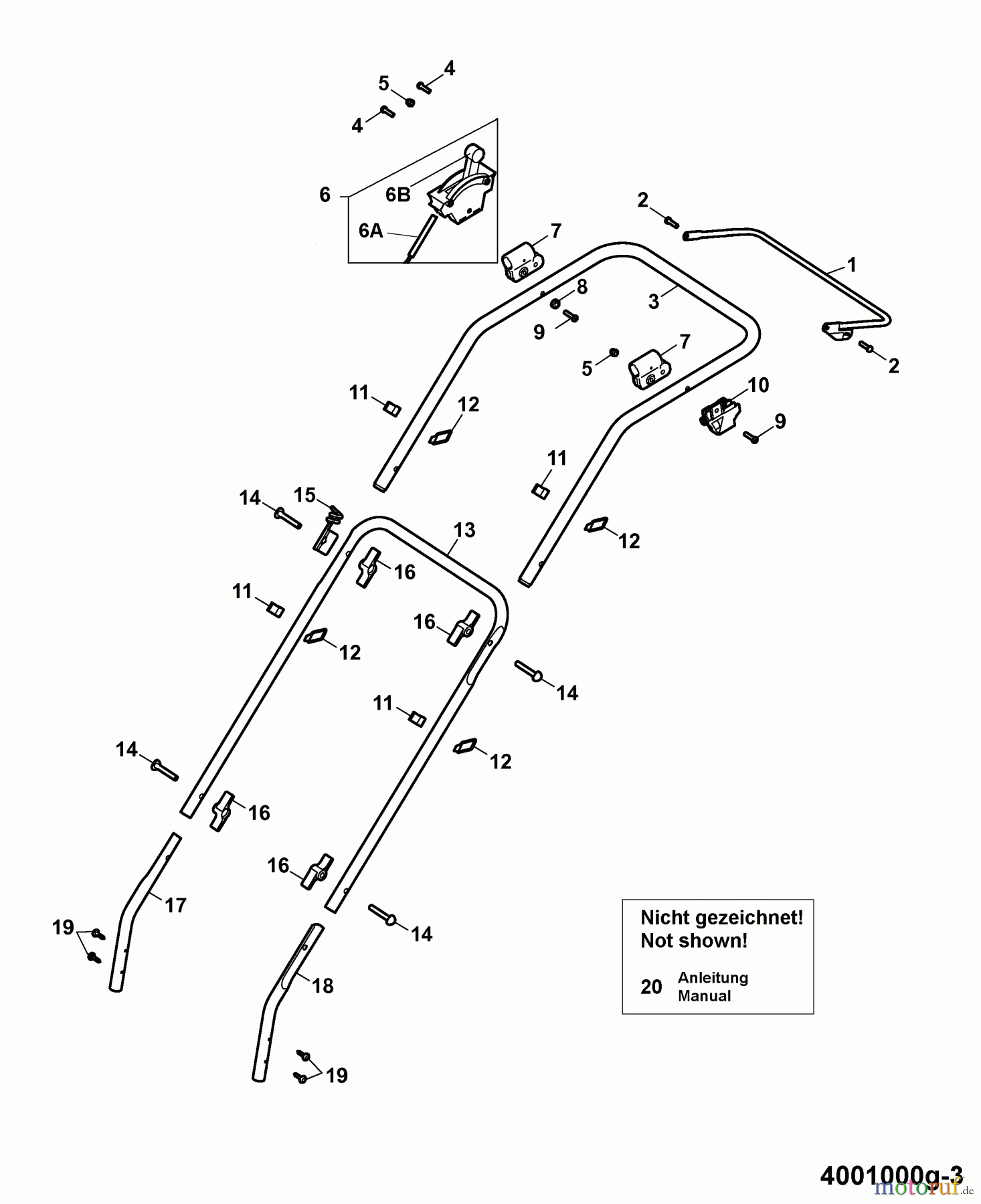  Wolf-Garten Motormäher Esprit 40 B 4001000 Serie G  (2006) Holm