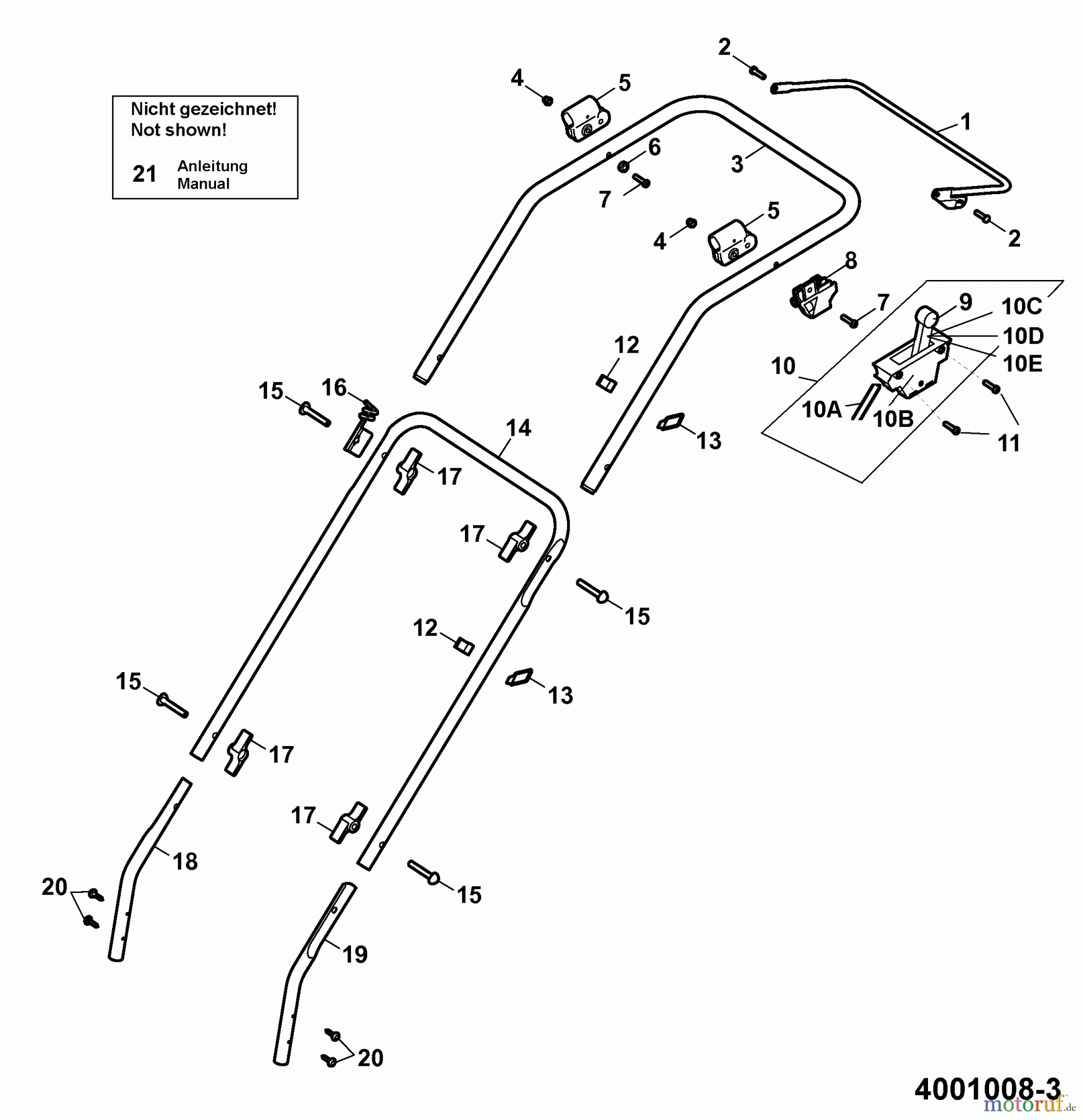  Wolf-Garten Motormäher HBM 40 B 4001008 Serie D  (2006) Holm