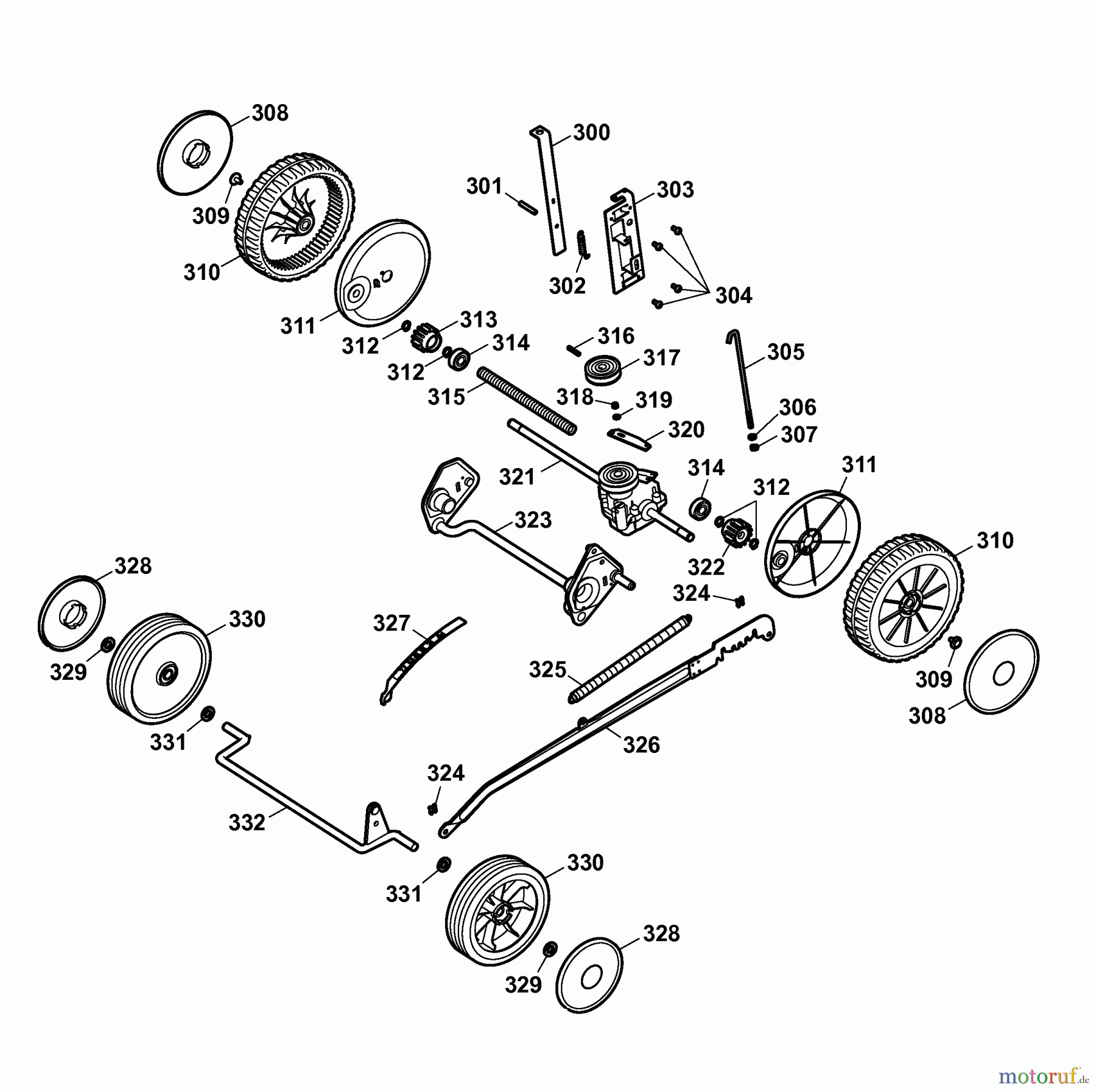  Wolf-Garten Motormäher Olympia B plus 4005085 Serie C  (2006) Getriebe, Räder, Schnitthöhenverstellung