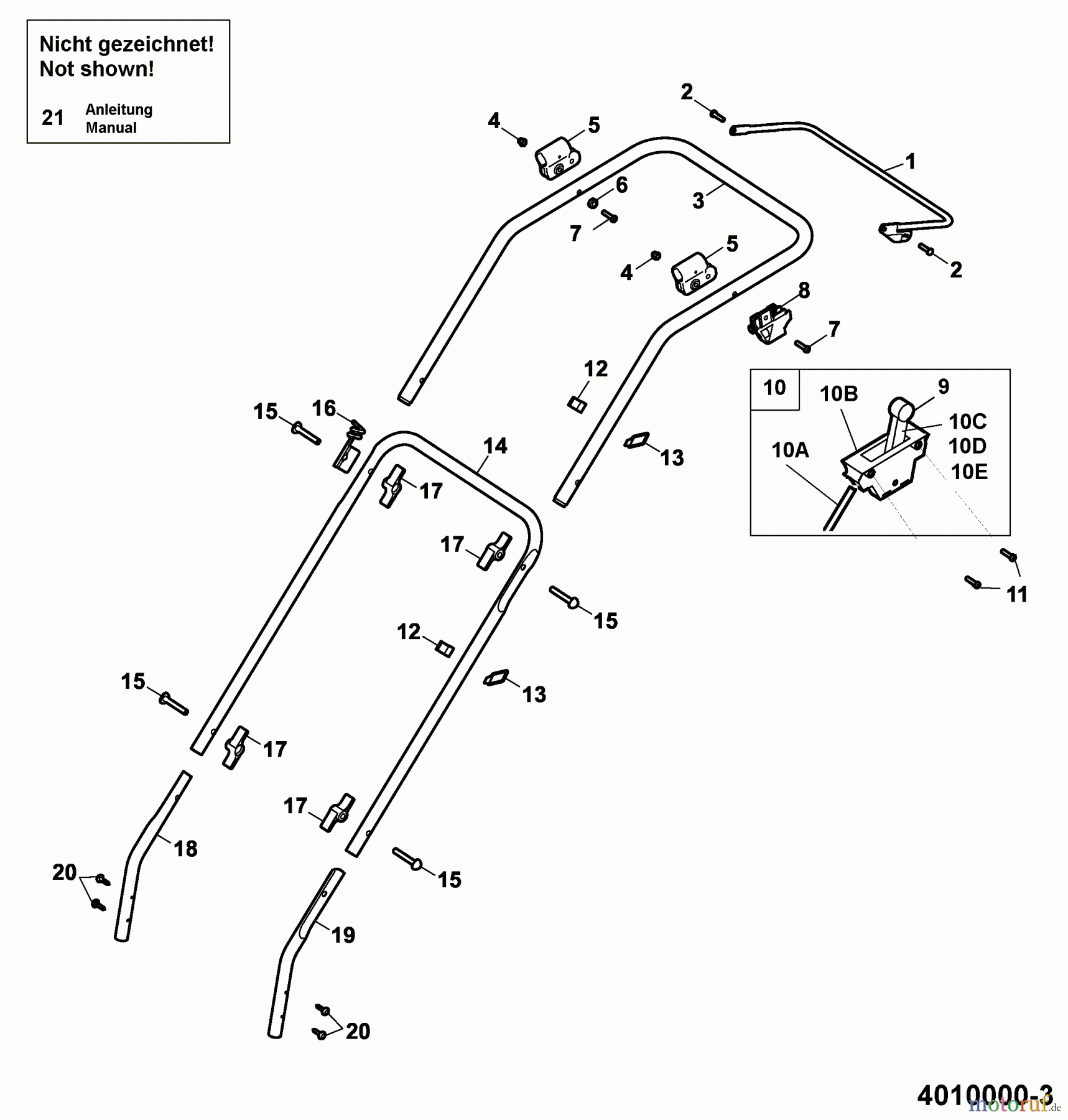 Wolf-Garten Motormäher Compact plus 40 B 4010000 Serie A (2006) Holm