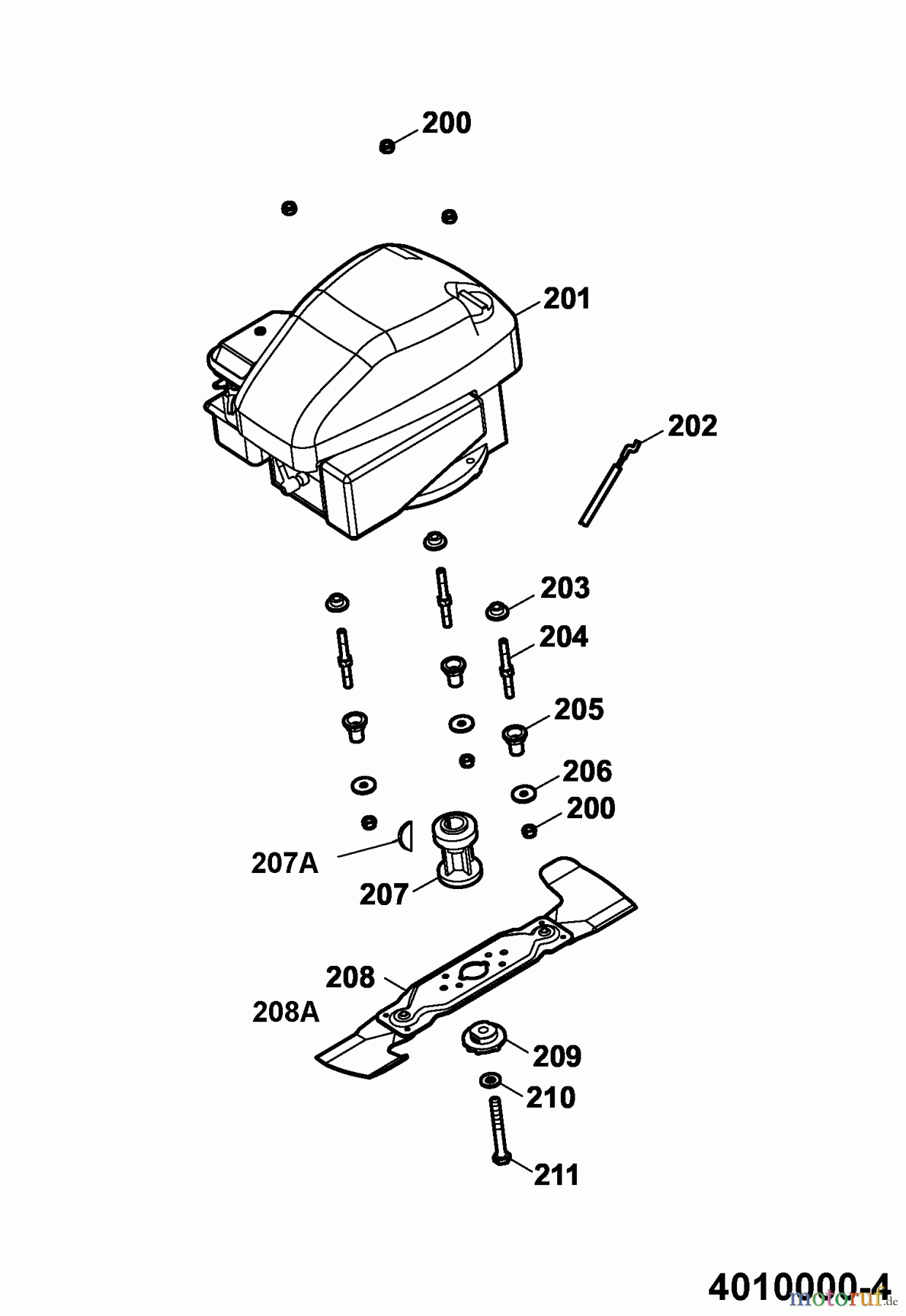  Wolf-Garten Motormäher Compact plus 40 B 4010000 Serie A  (2006) Messer, Messeraufnahme, Motor