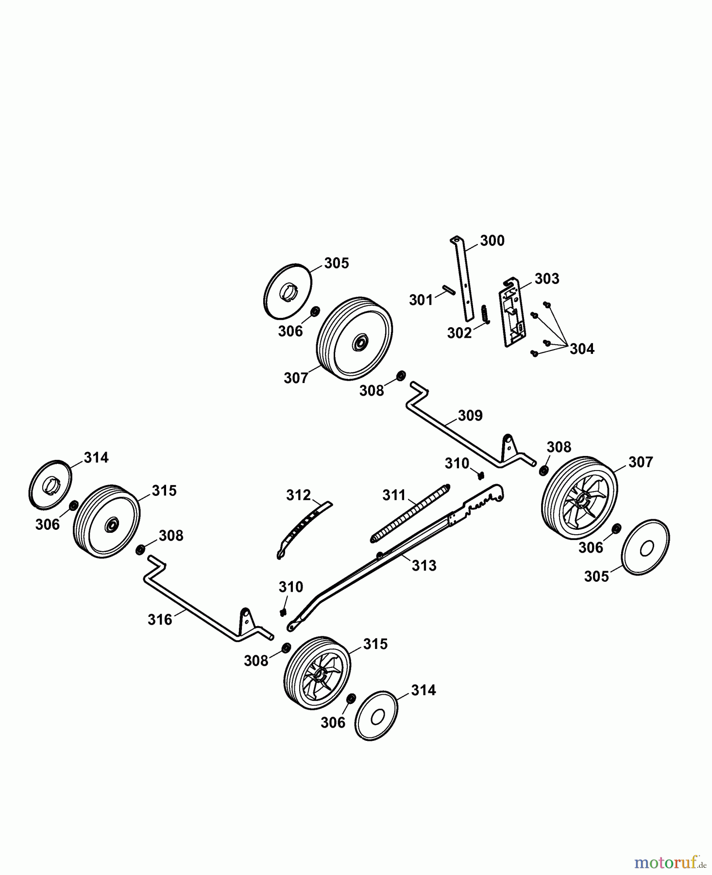 Wolf-Garten Motormäher Premio 40 B 4011000 Serie F (2007) Höhenverstellung, Räder
