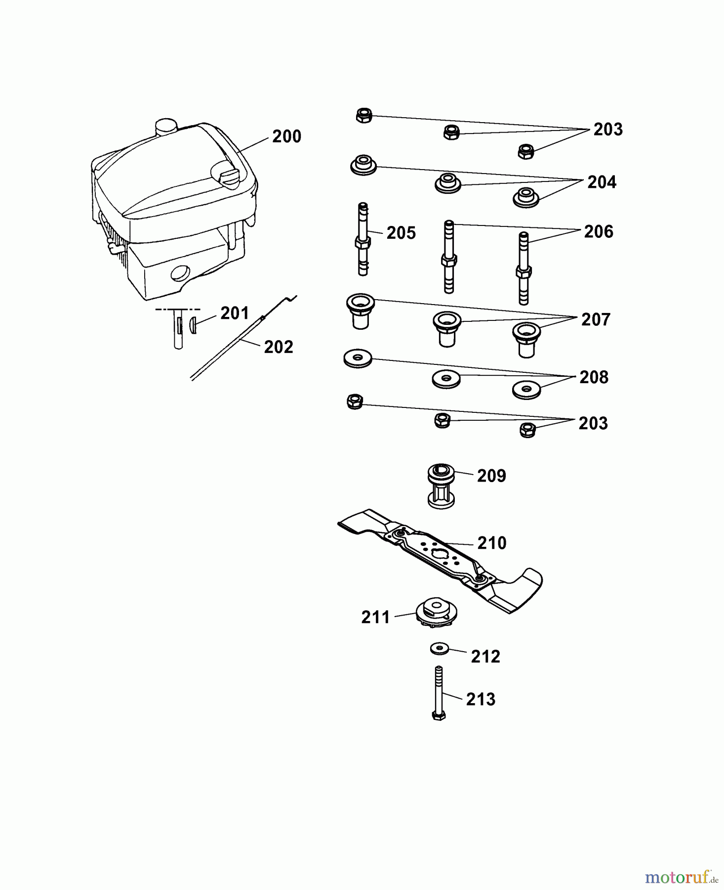 Wolf-Garten Motormäher Premio 40 B 4011000 Serie F (2007) Messer, Messeraufnahme, Motor