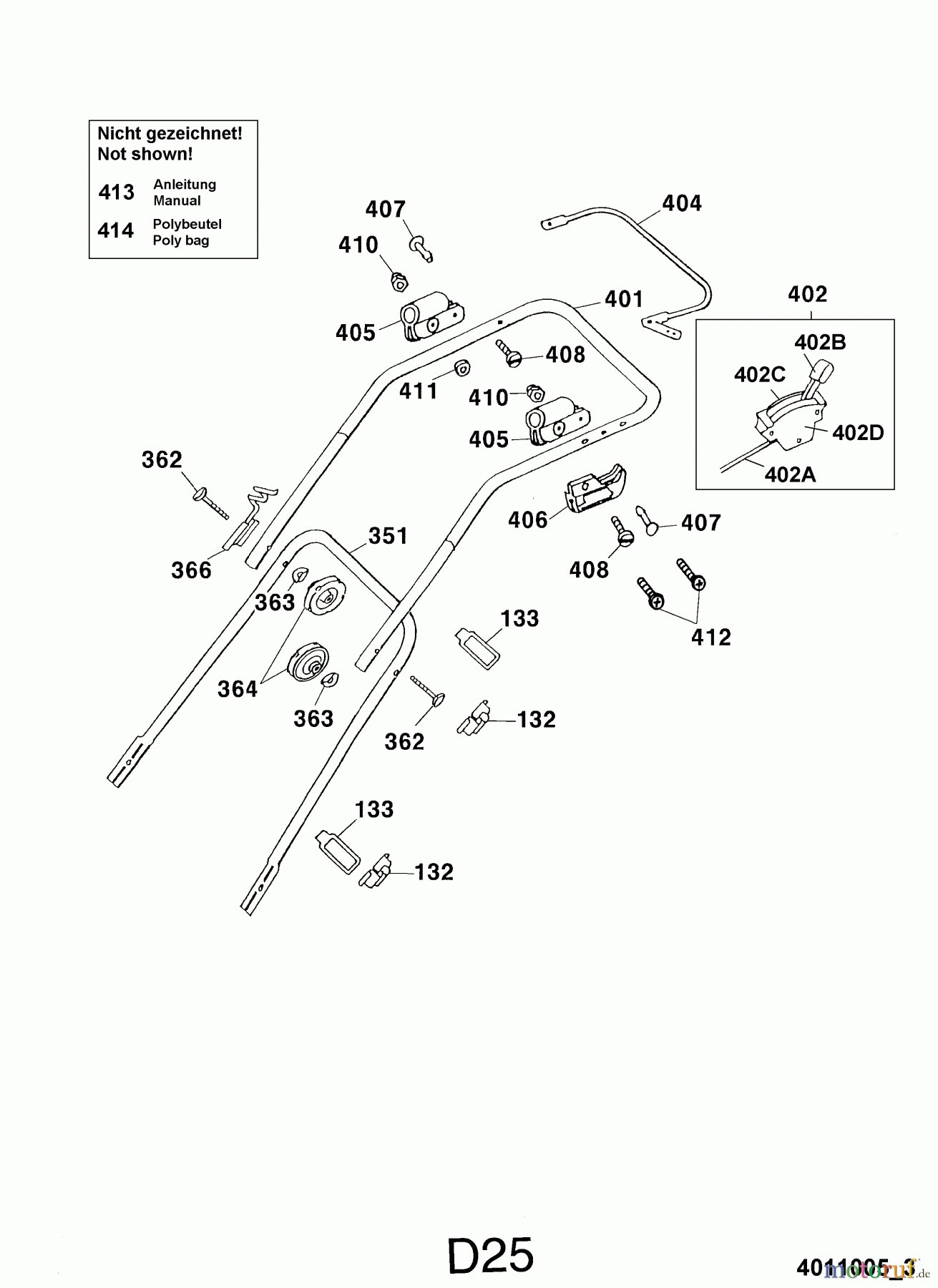 Wolf-Garten Motormäher Power Edition 40 H 4011005 Serie A (2001) Holm