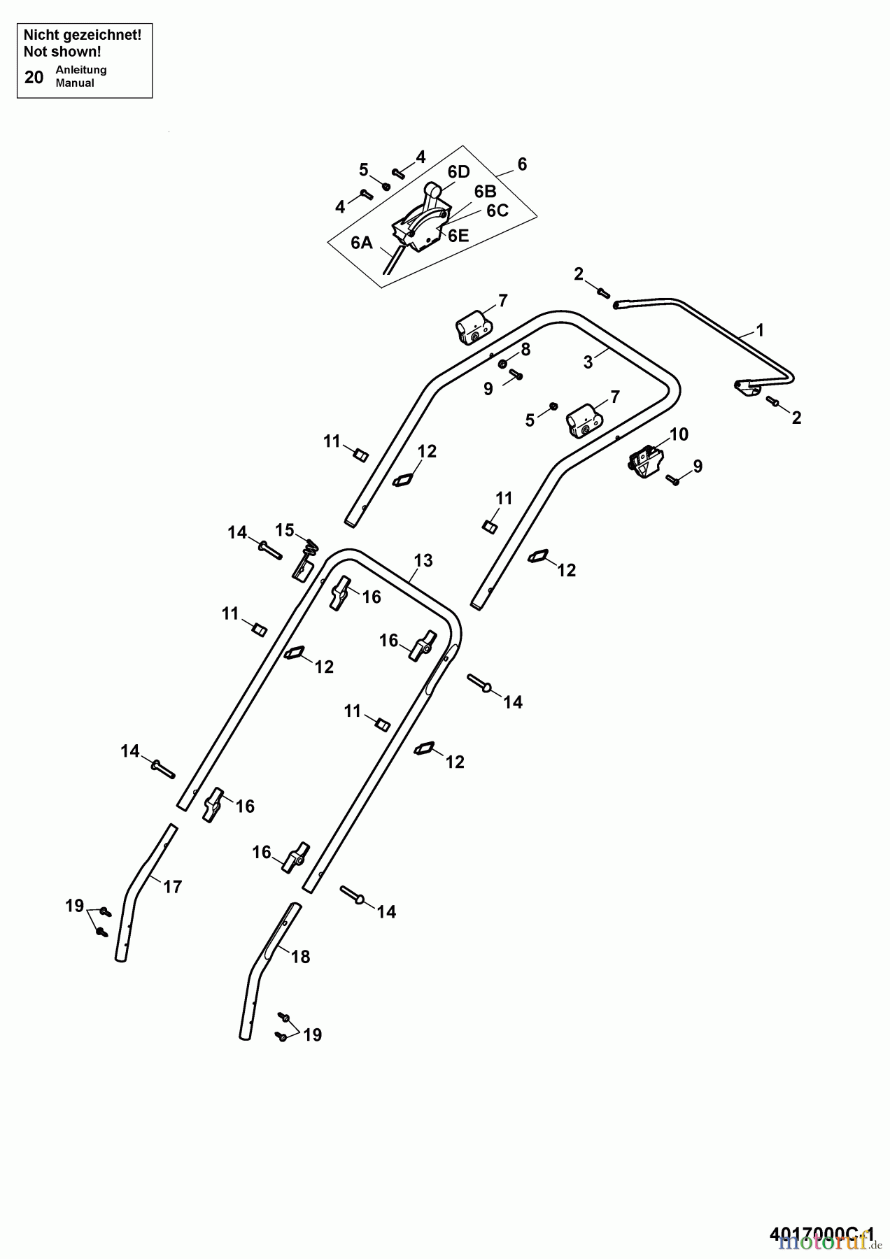 Wolf-Garten Motormäher 6.40 B 4017000 Serie B (2008) Holm