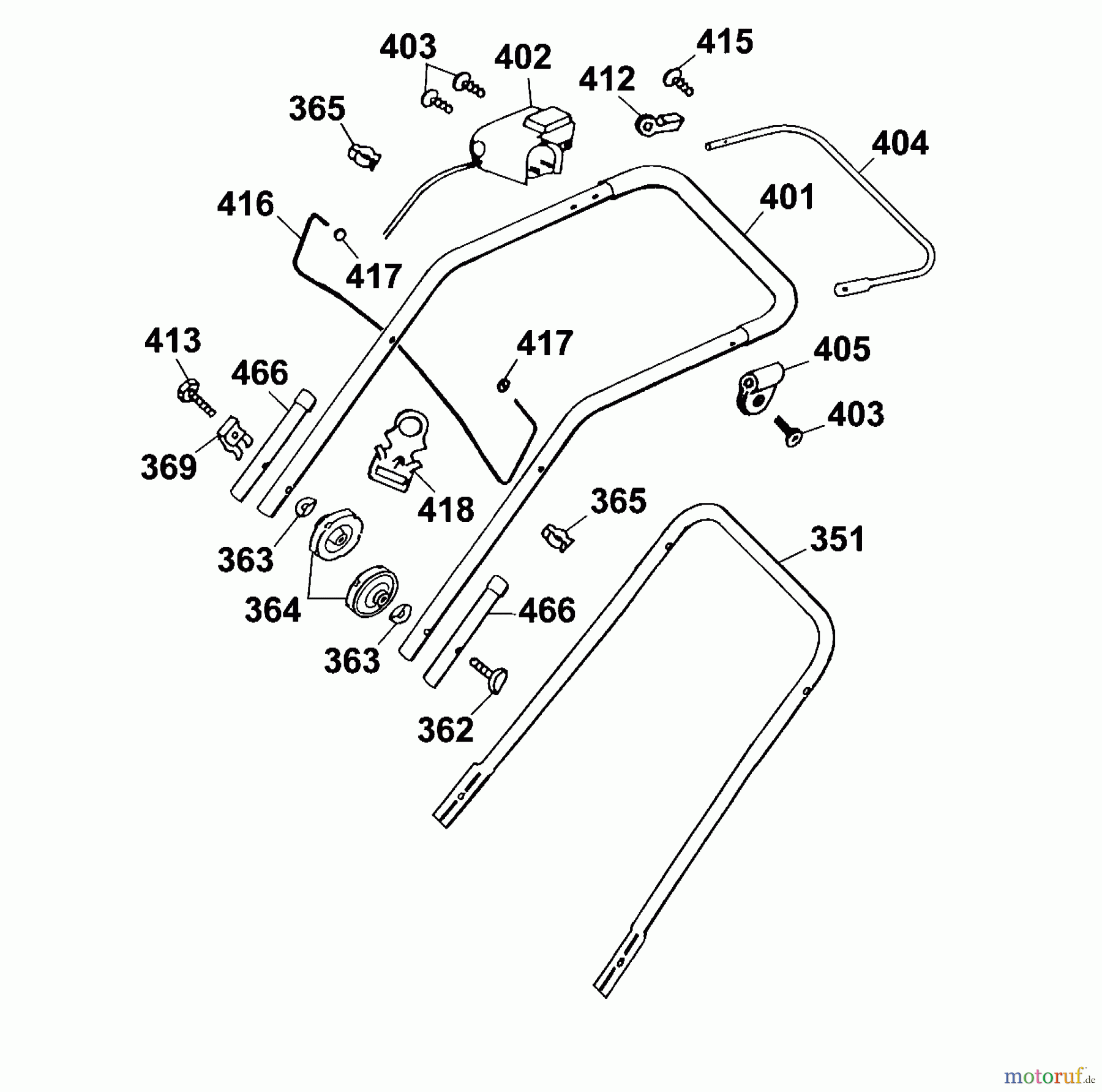  Wolf-Garten Elektromäher Premio 40 E 4028003 Serie A  (2001) Holm