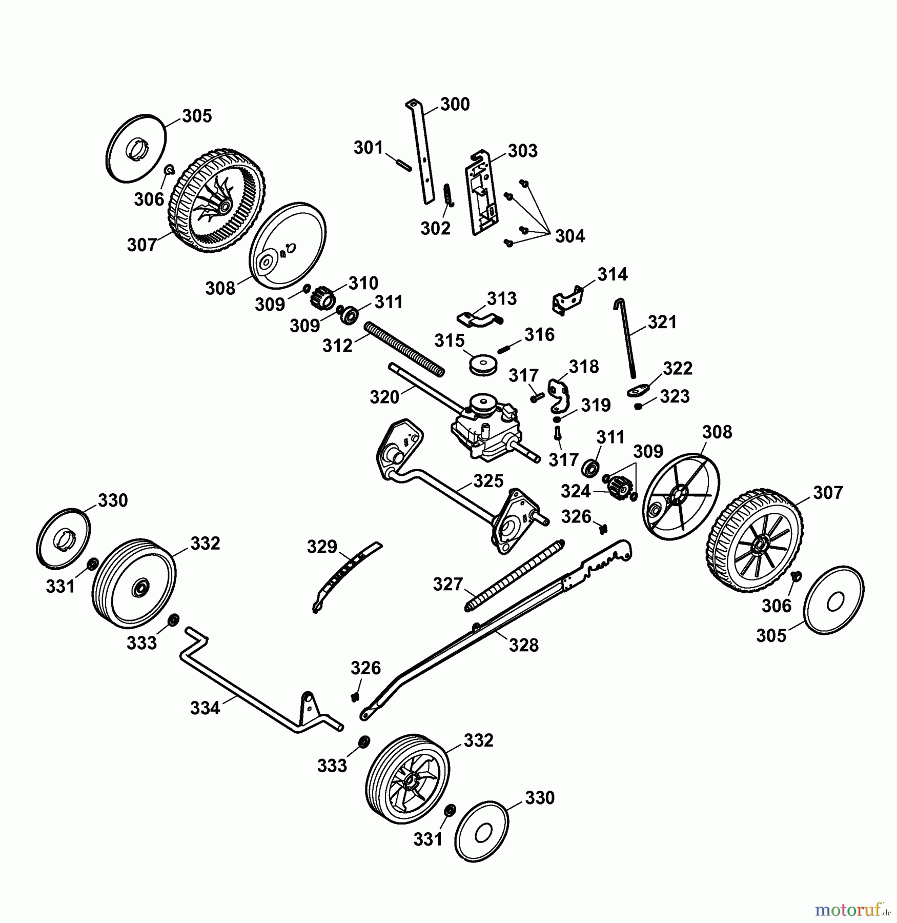  Wolf-Garten Elektromäher mit Antrieb Compact plus Power Edition 40 EA 4049003 Serie A  (2006) Getriebe, Räder, Schnitthöhenverstellung