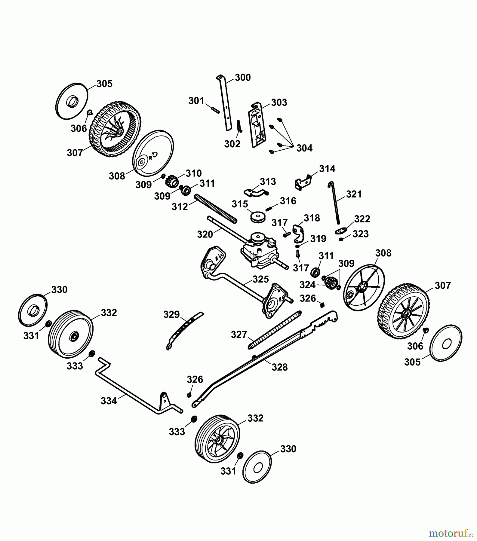  Wolf-Garten Elektromäher mit Antrieb Power Edition 40 EA 4049003 Serie B  (2007) Höhenverstellung, Räder