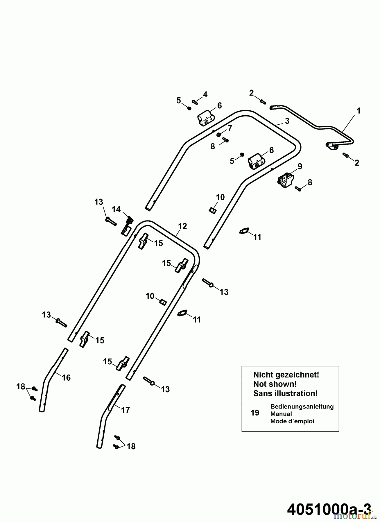 Wolf-Garten Motormäher Power Edition 40 B 4051000 Serie A (2007) Holm