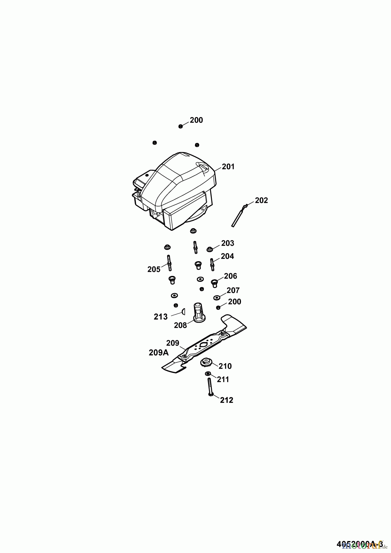  Wolf-Garten Motormäher Power Edition 40 B 4052000 Serie A  (2009) Messer, Messeraufnahme, Motor