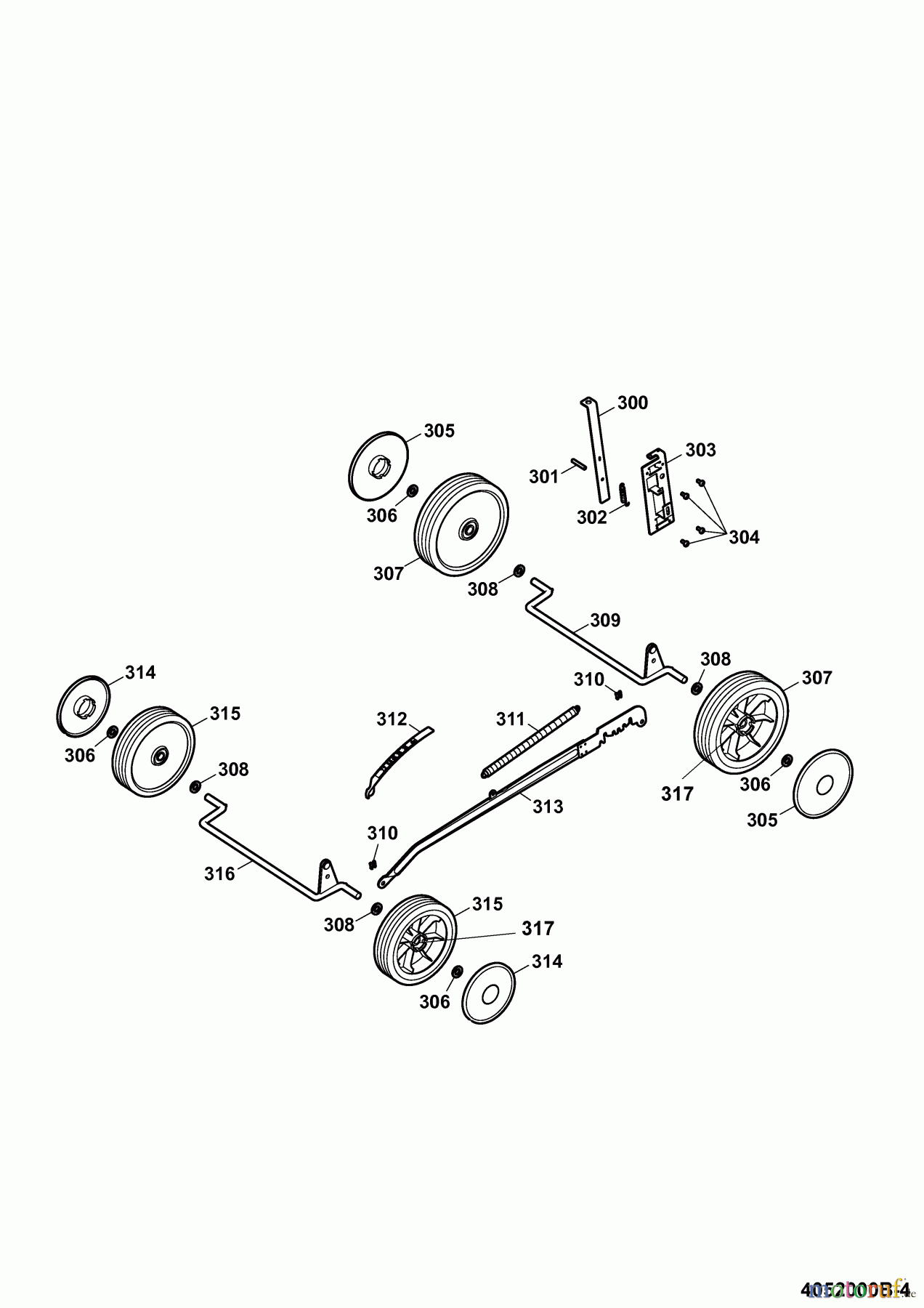 Wolf-Garten Motormäher Power Edition 40 B 4052000 Serie B (2009) Räder, Schnitthöhenverstellung