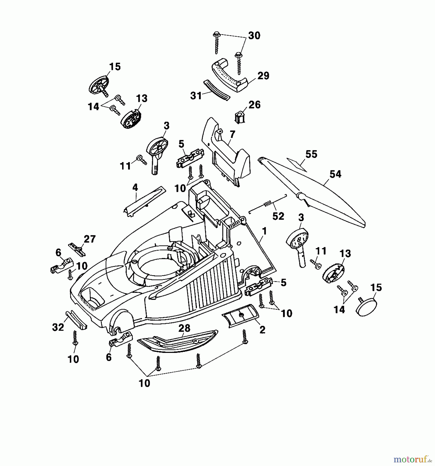 Wolf-Garten Elektromäher mit Antrieb Premio 40 EAKF 4027000 Serie A, B  (2002) Mähwerksgehäuse
