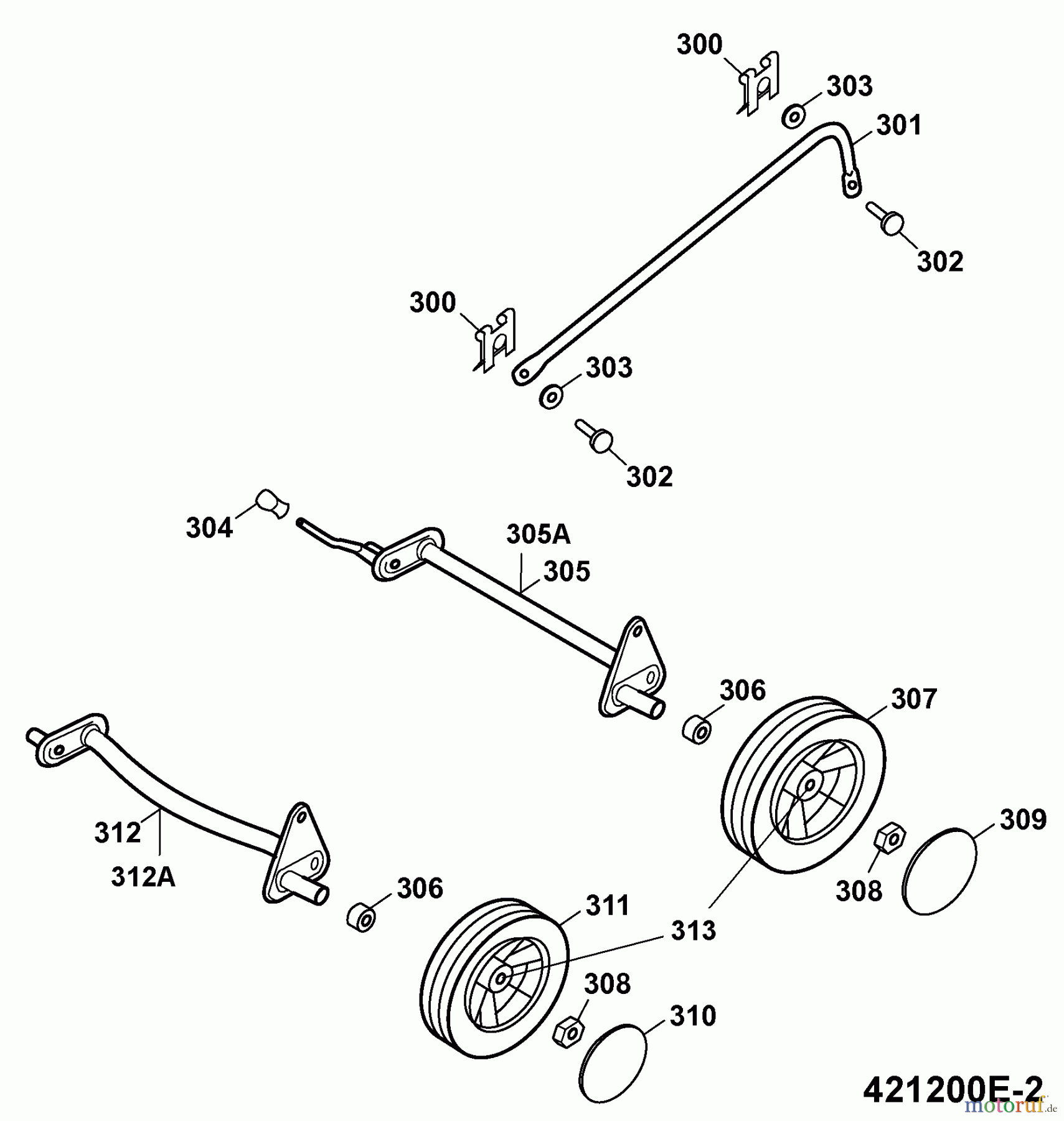  Wolf-Garten Motormäher 2.42 B 4212000 Serie E  (2009) Höhenverstellung, Räder