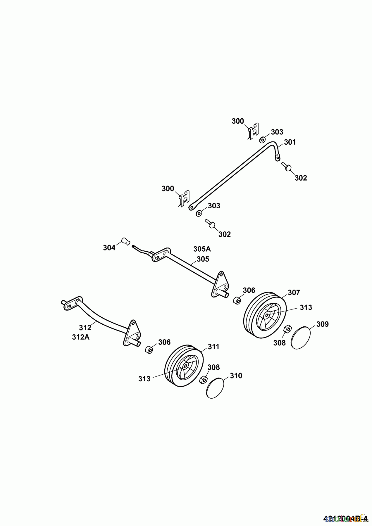  Wolf-Garten Motormäher 2.42 XM 4212004 Serie B  (2009) Räder, Schnitthöhenverstellung