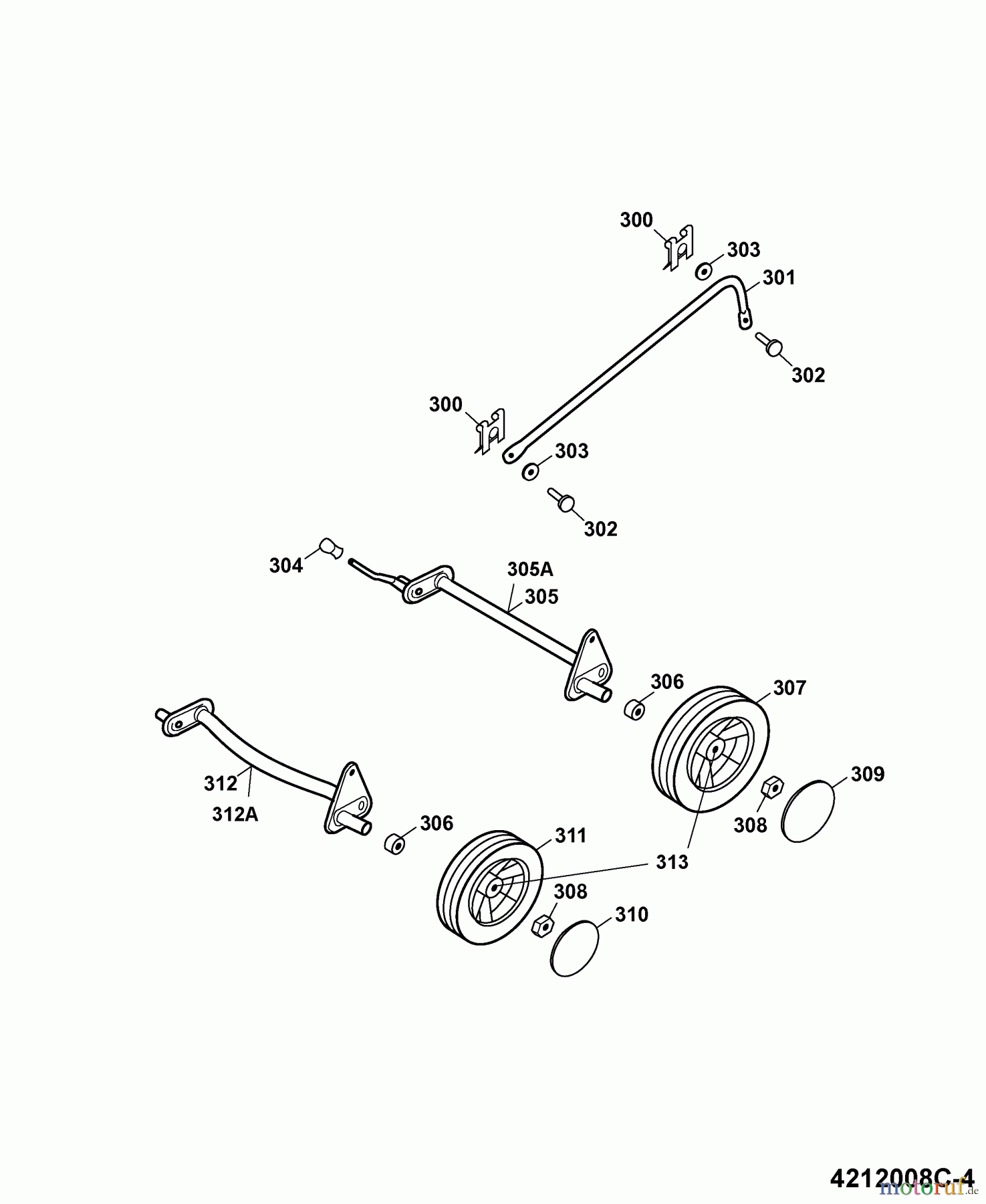 Wolf-Garten Motormäher HBM 2.42 XQ 4212008 Serie C  (2009) Höhenverstellung, Räder