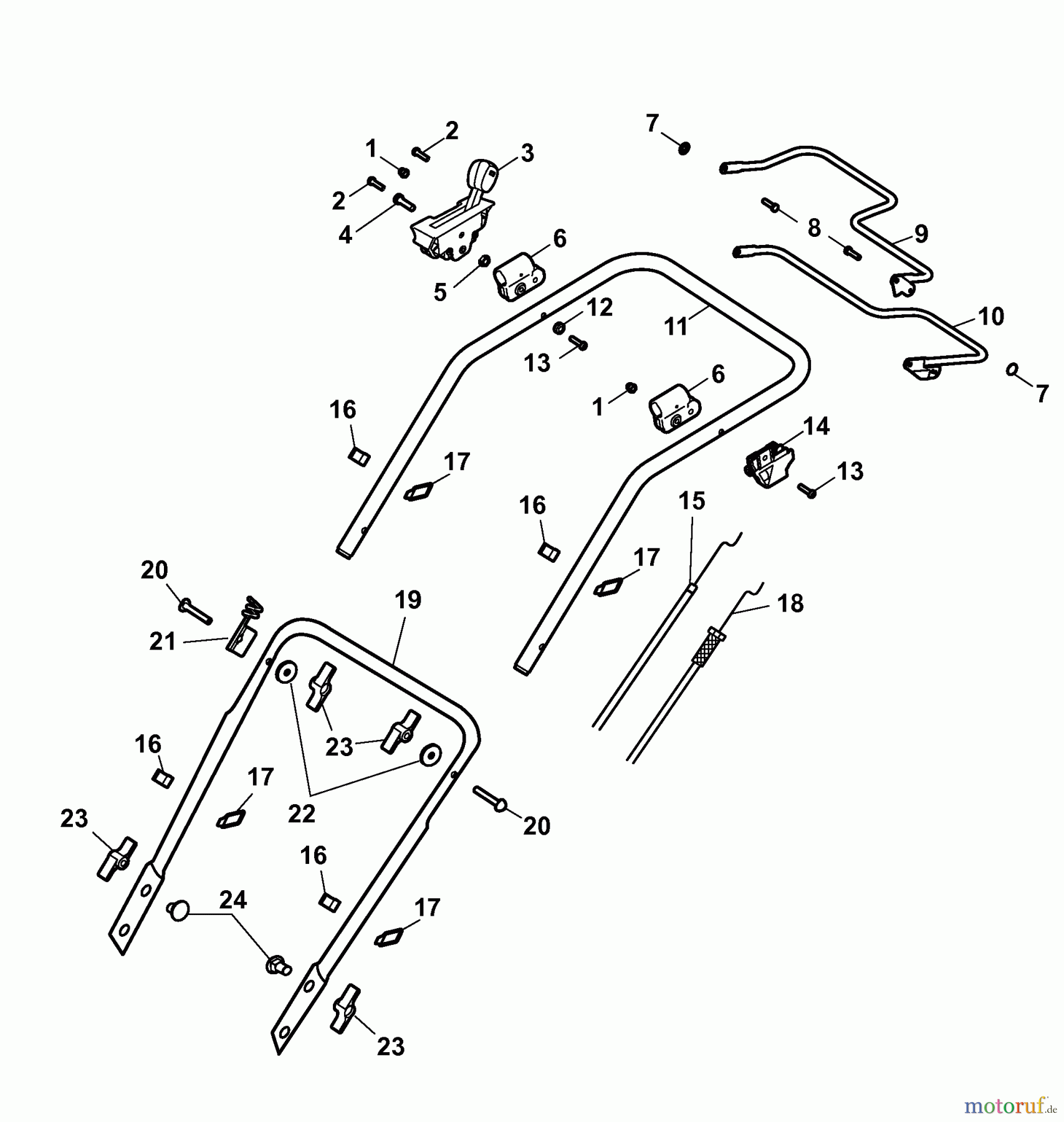  Wolf-Garten Motormäher mit Antrieb Power Edition 53 QRA 4237000 Serie B  (2009) Holm