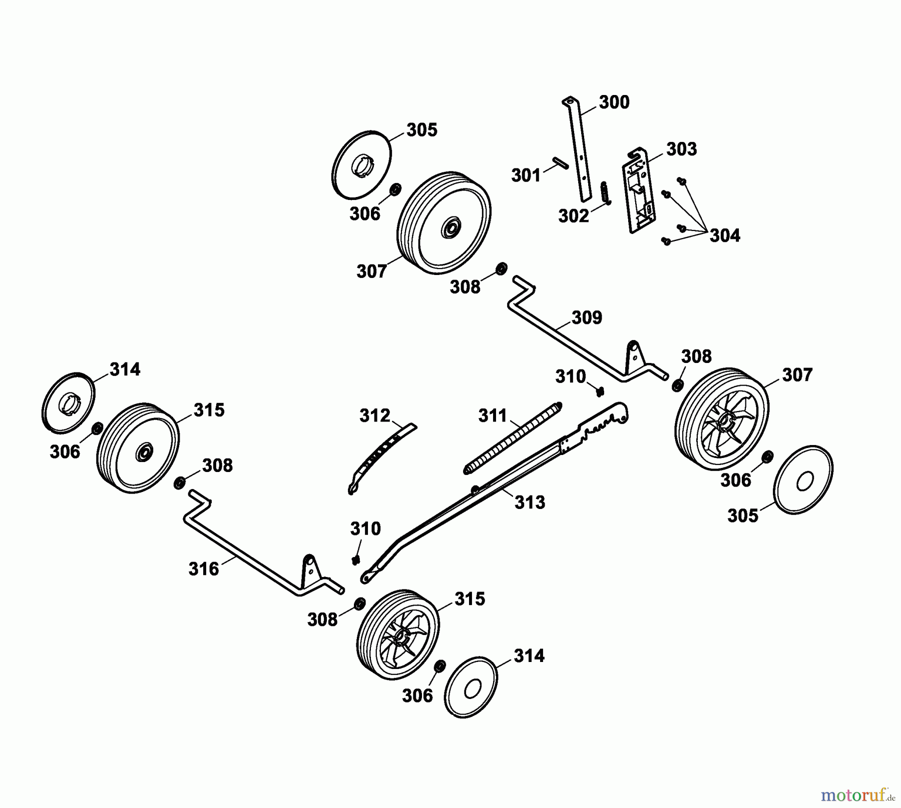  Wolf-Garten Motormäher B 46 TB 4602680 Serie A  (2006) Höhenverstellung, Räder