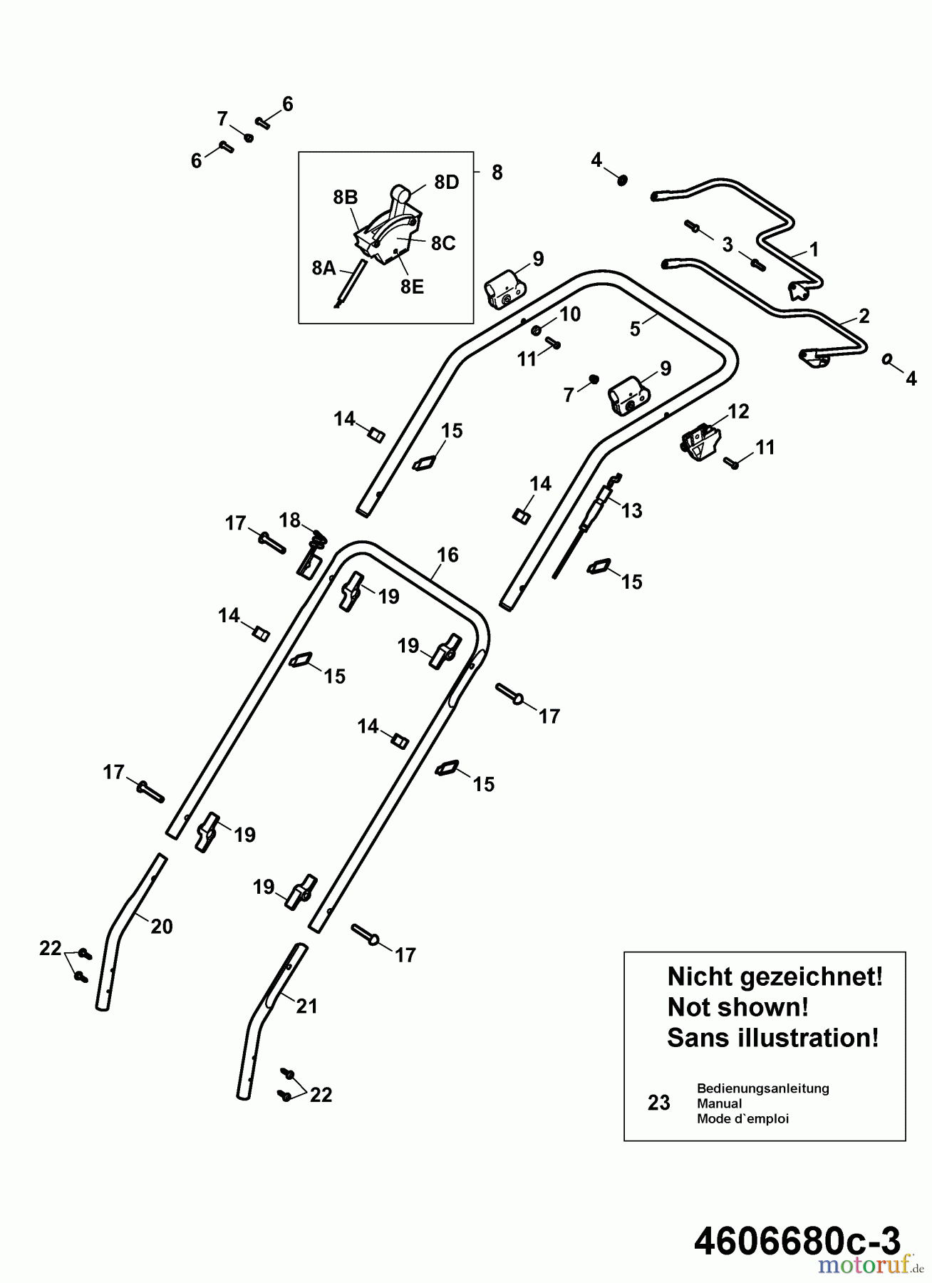  Wolf-Garten Motormäher mit Antrieb B 46 TBA 4606680 Serie C  (2007) Holm