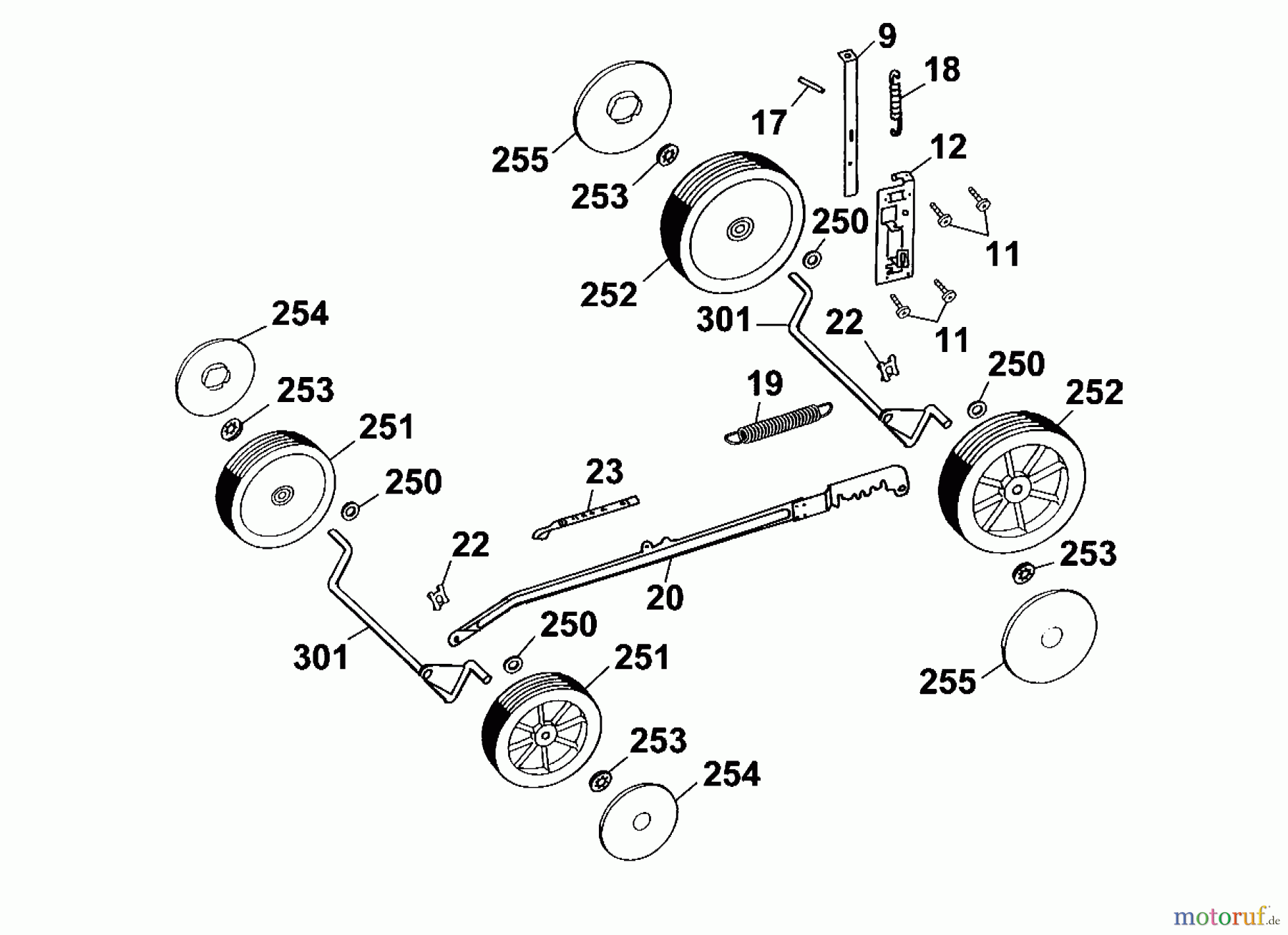  Wolf-Garten Motormäher Premio 46 B 4611000 Serie A  (2001) Höhenverstellung, Räder