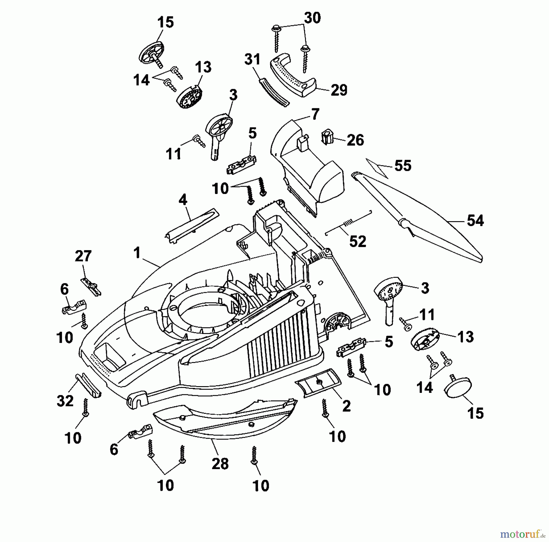  Wolf-Garten Motormäher mit Antrieb Premio 46 HA 4615006 Serie A  (2001) Mähwerksgehäuse