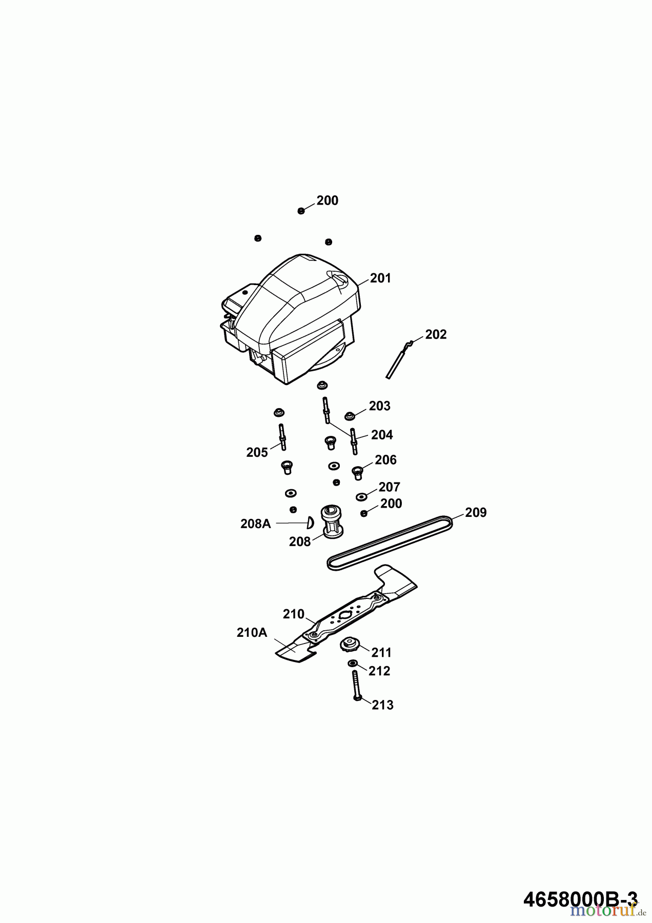  Wolf-Garten Motormäher mit Antrieb Power Edition 46 BA 4658000 Serie B  (2009) Messer, Messeraufnahme, Motor