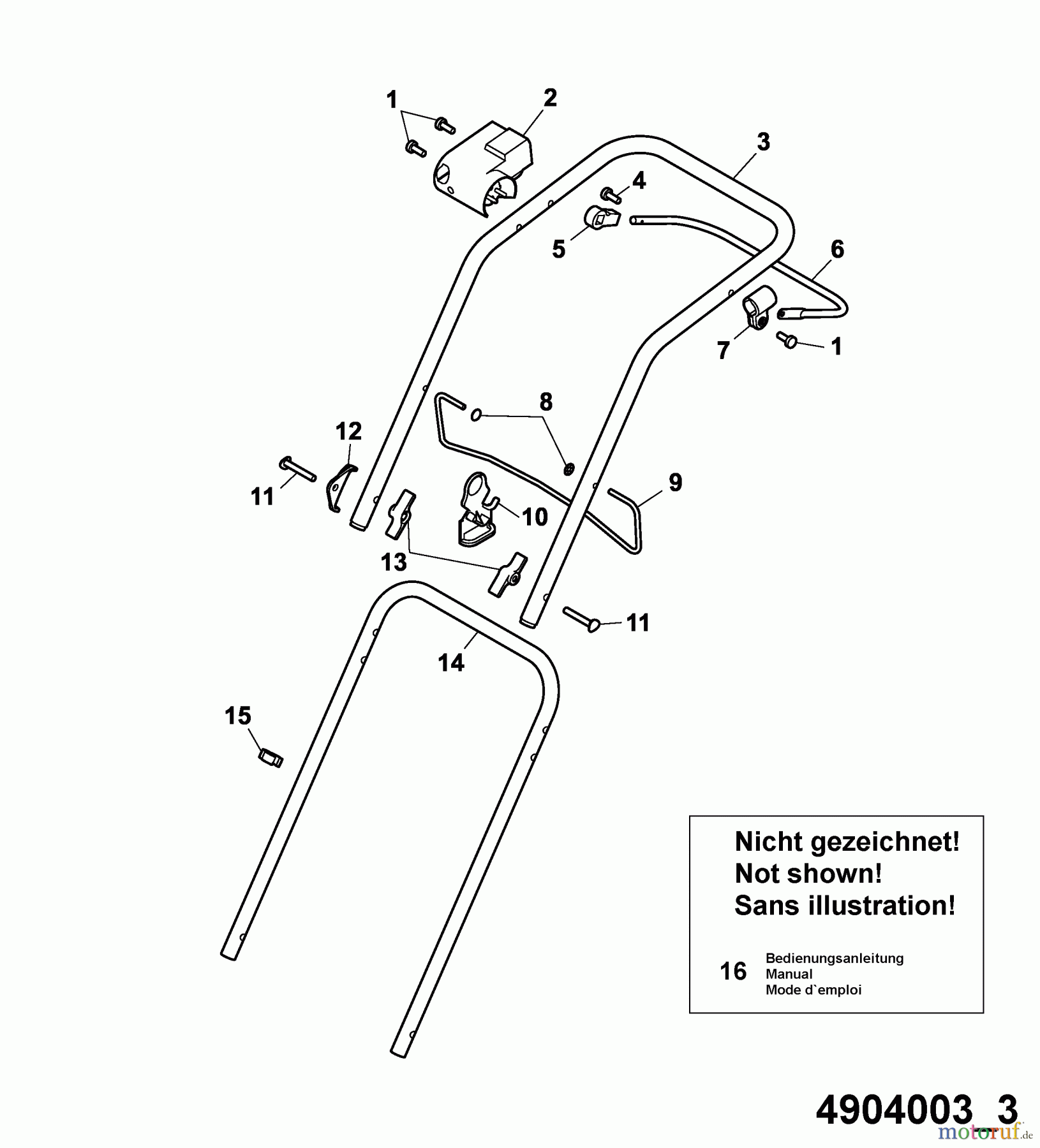  Wolf-Garten Elektromäher Compact plus 34 E 4904003 Serie A  (2005) Holm