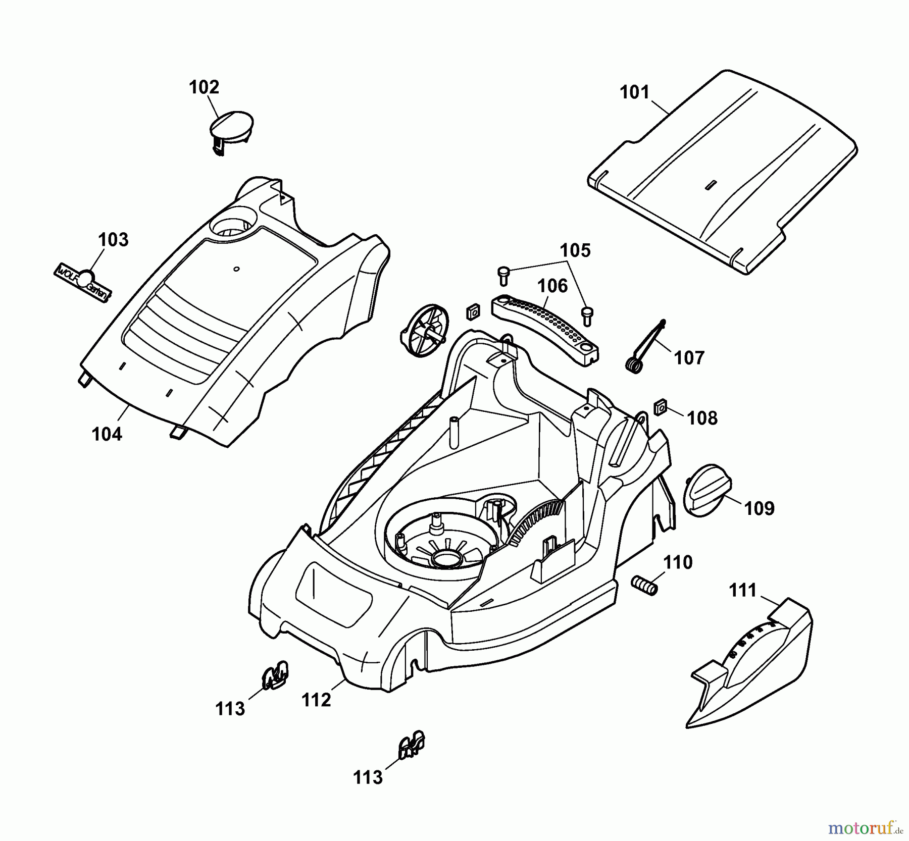  Wolf-Garten Elektromäher 2.34 E 4904007 Serie A  (2006) Mähwerksgehäuse