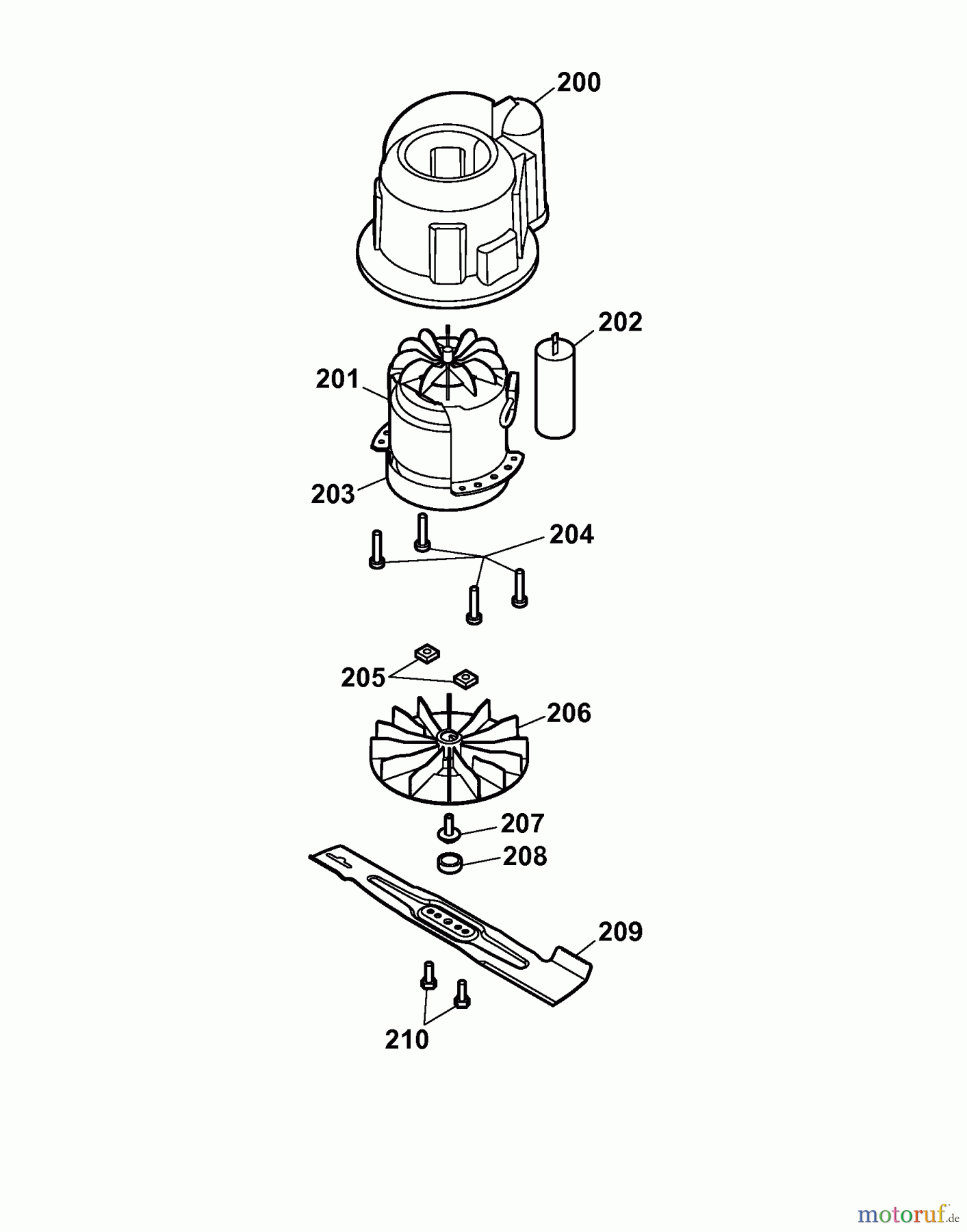 Wolf-Garten Elektromäher 2.34 E 4904007 Serie A (2006) Messer, Messeraufnahme, Motor