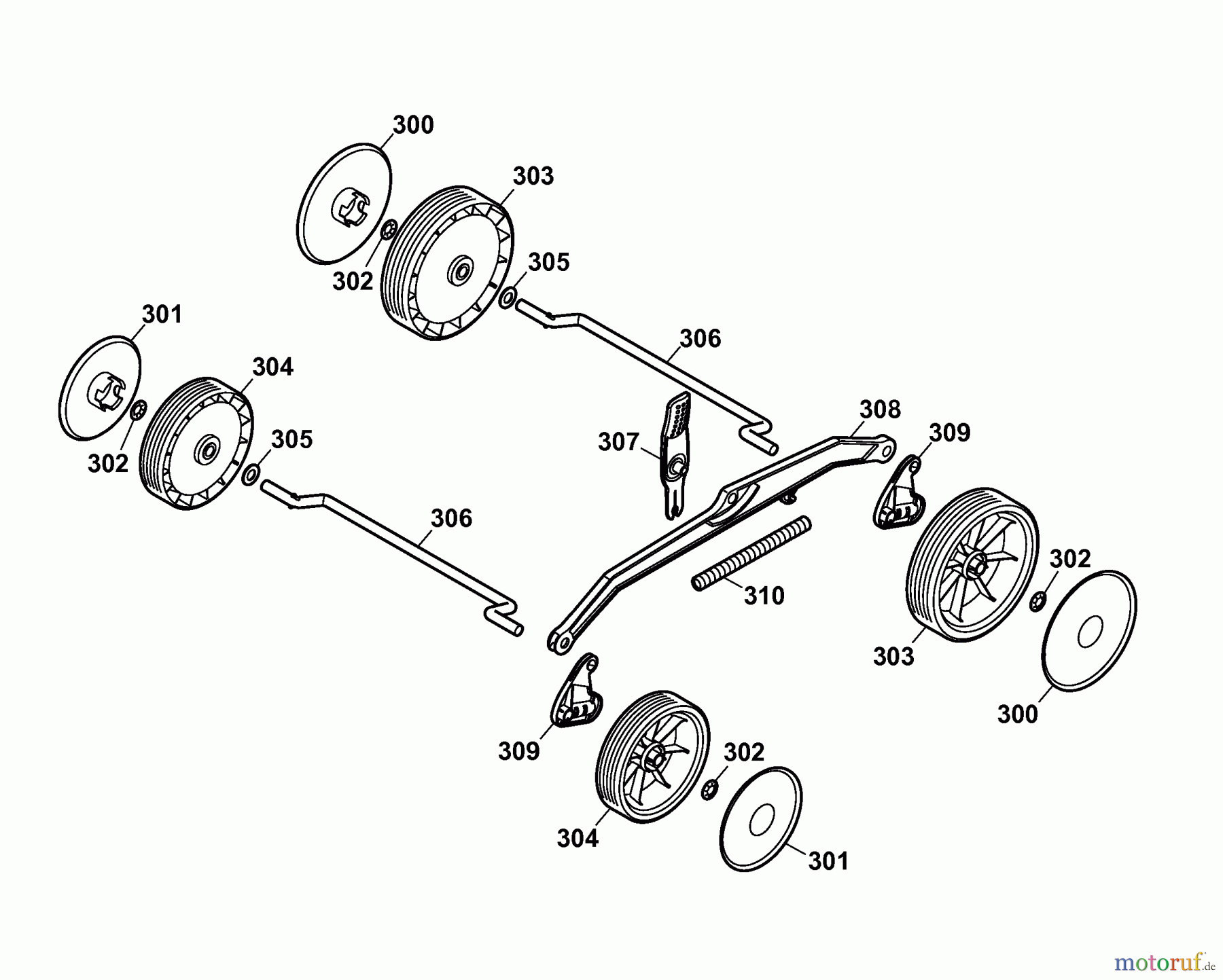  Wolf-Garten Elektromäher Compact plus 34 E 4904080 Serie A  (2006) Höhenverstellung, Räder