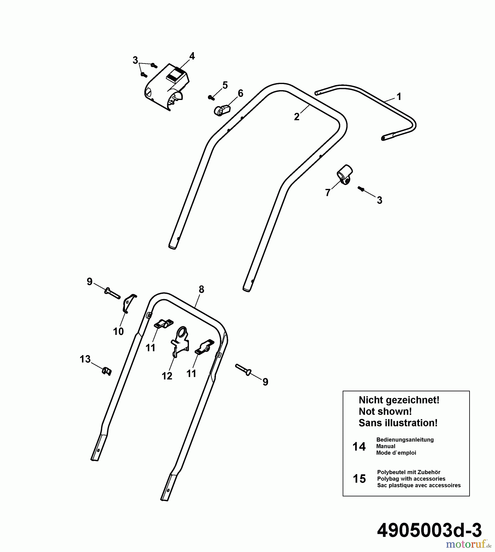  Wolf-Garten Elektromäher 2.32 E-1 4905003 Serie D  (2007) Holm