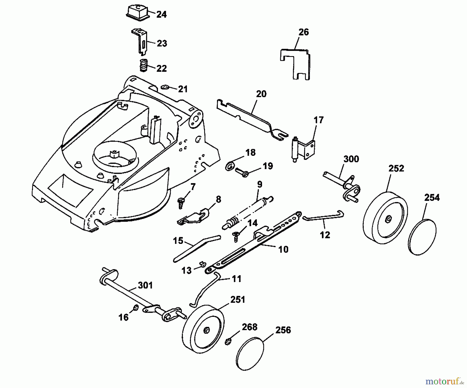  Wolf-Garten Elektromäher 2.36 E 4906883 Serie A  (2000) Höhenverstellung, Räder