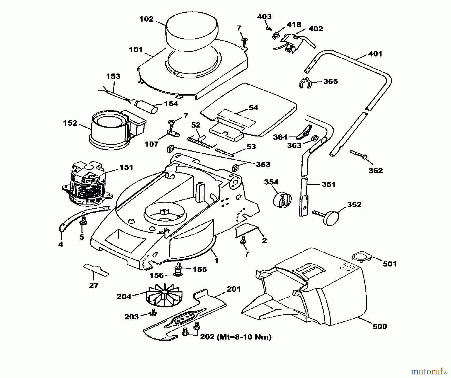  Wolf-Garten Elektromäher 2.36 E 4906883 Serie A  (2000) Elektromotor, Grasfangkorb, Holm, Messer