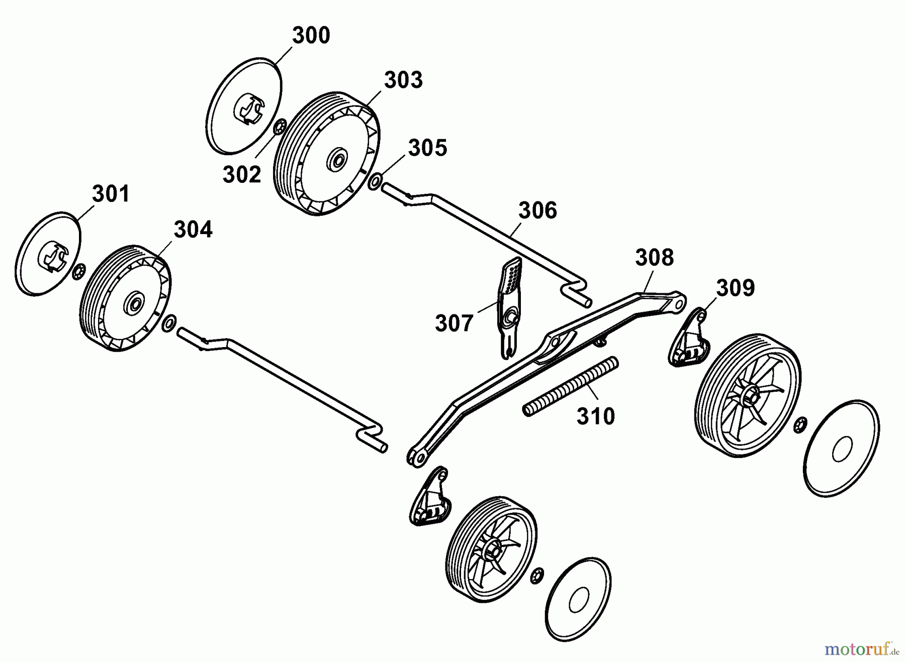 Wolf-Garten Elektromäher HBM 36 Compact 4907006 Serie B (2008) Höhenverstellung, Räder