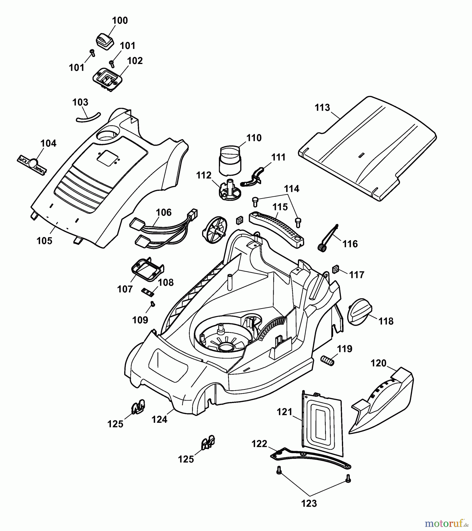  Wolf-Garten Akkumäher Compact plus 34 AC 4908000 Serie A  (2006) Mähwerksgehäuse