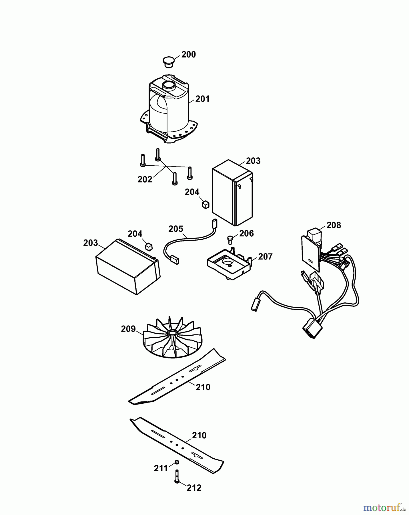  Wolf-Garten Akkumäher Compact plus 34 AC 4908000 Serie C  (2007) Messer, Messeraufnahme, Motor