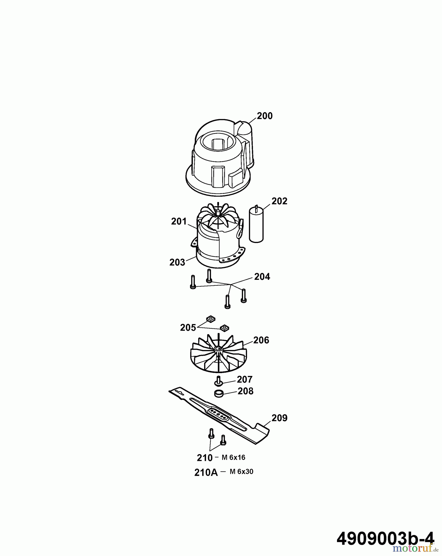  Wolf-Garten Elektromäher 2.34 E 4909003 Serie B  (2007) Messer, Messeraufnahme, Motor