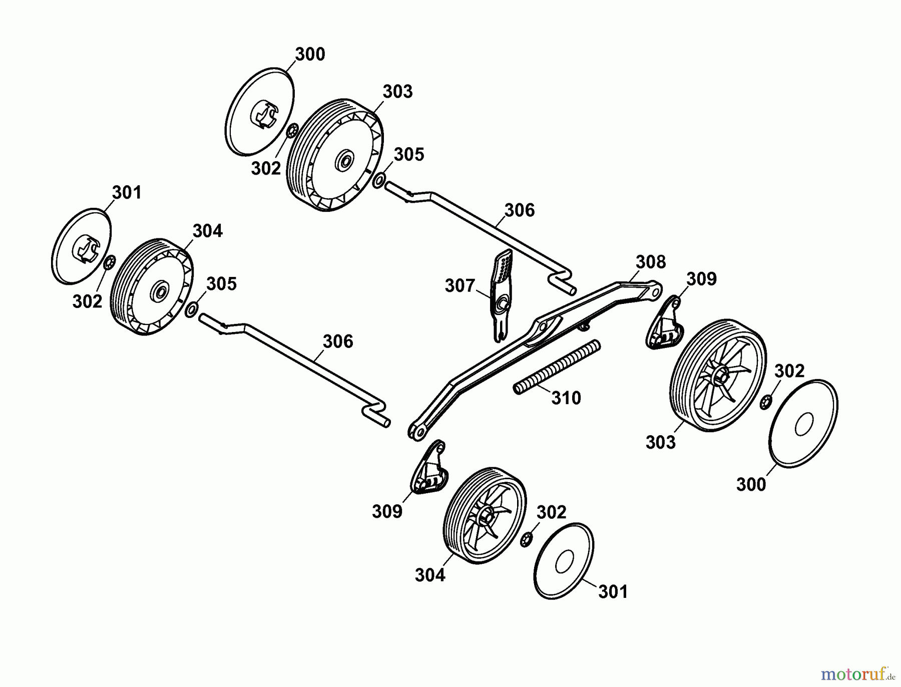 Wolf-Garten Elektromäher Compact plus 32 E 4913000 Serie A (2006) Höhenverstellung, Räder