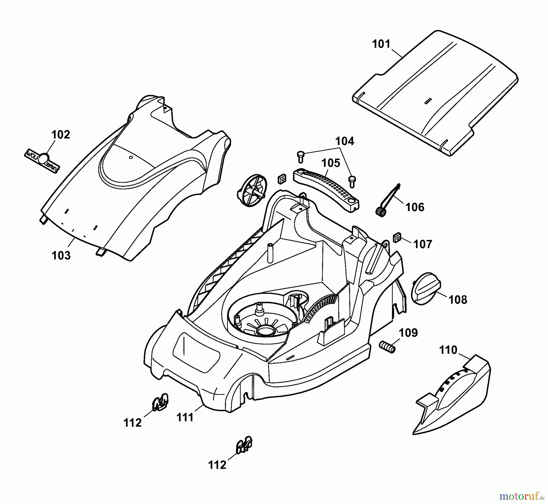  Wolf-Garten Elektromäher 2.37 E 4917000 Serie A  (2006) Mähwerksgehäuse