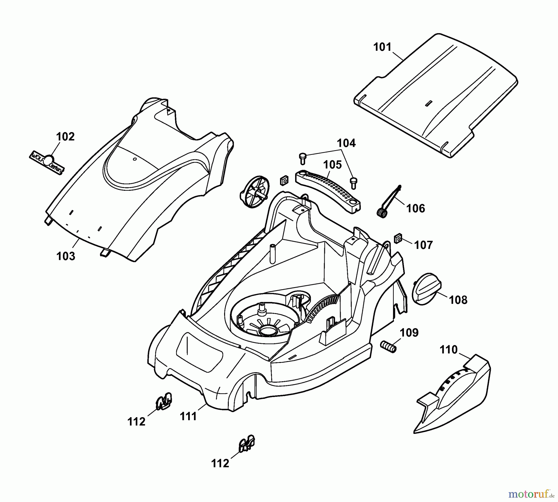  Wolf-Garten Elektromäher 2.37 E 4917003 Serie A  (2006) Mähwerksgehäuse