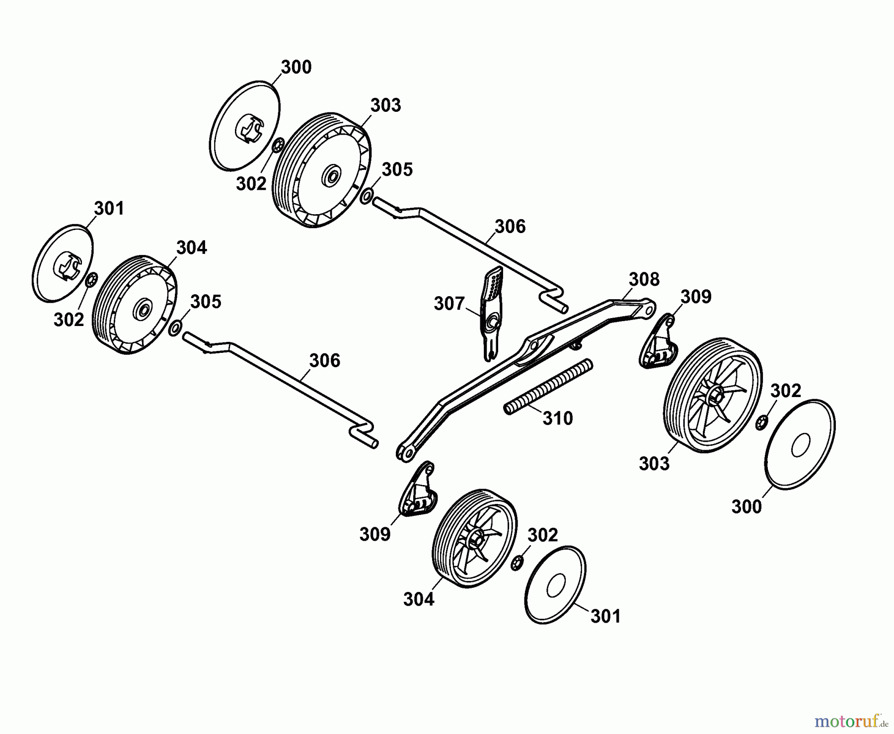 Wolf-Garten Elektromäher 2.37 E 4917003 Serie A (2006) Räder, Schnitthöhenverstellung