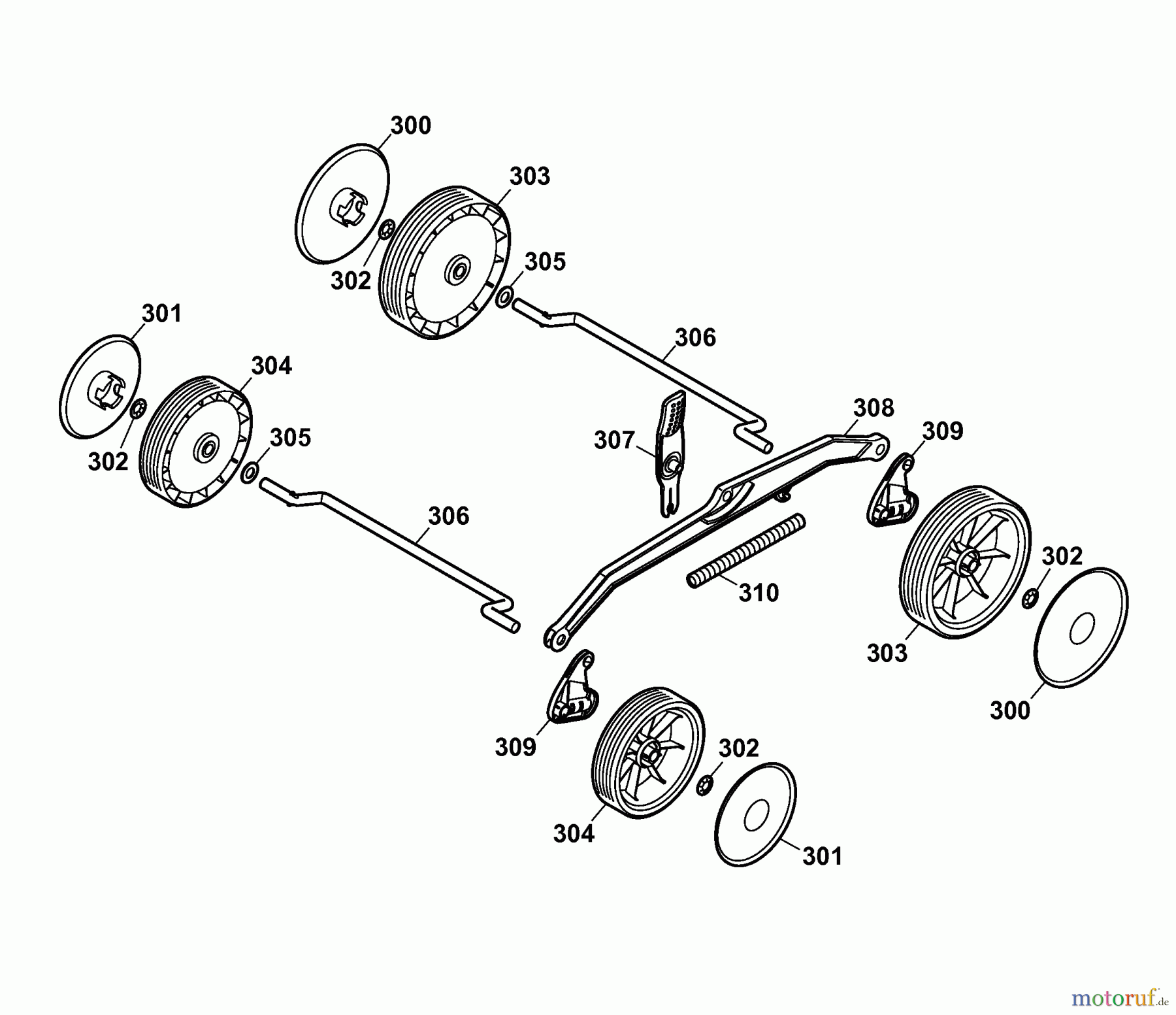Wolf-Garten Elektromäher 2.37 XC 4917006 Serie C (2007) Räder, Schnitthöhenverstellung