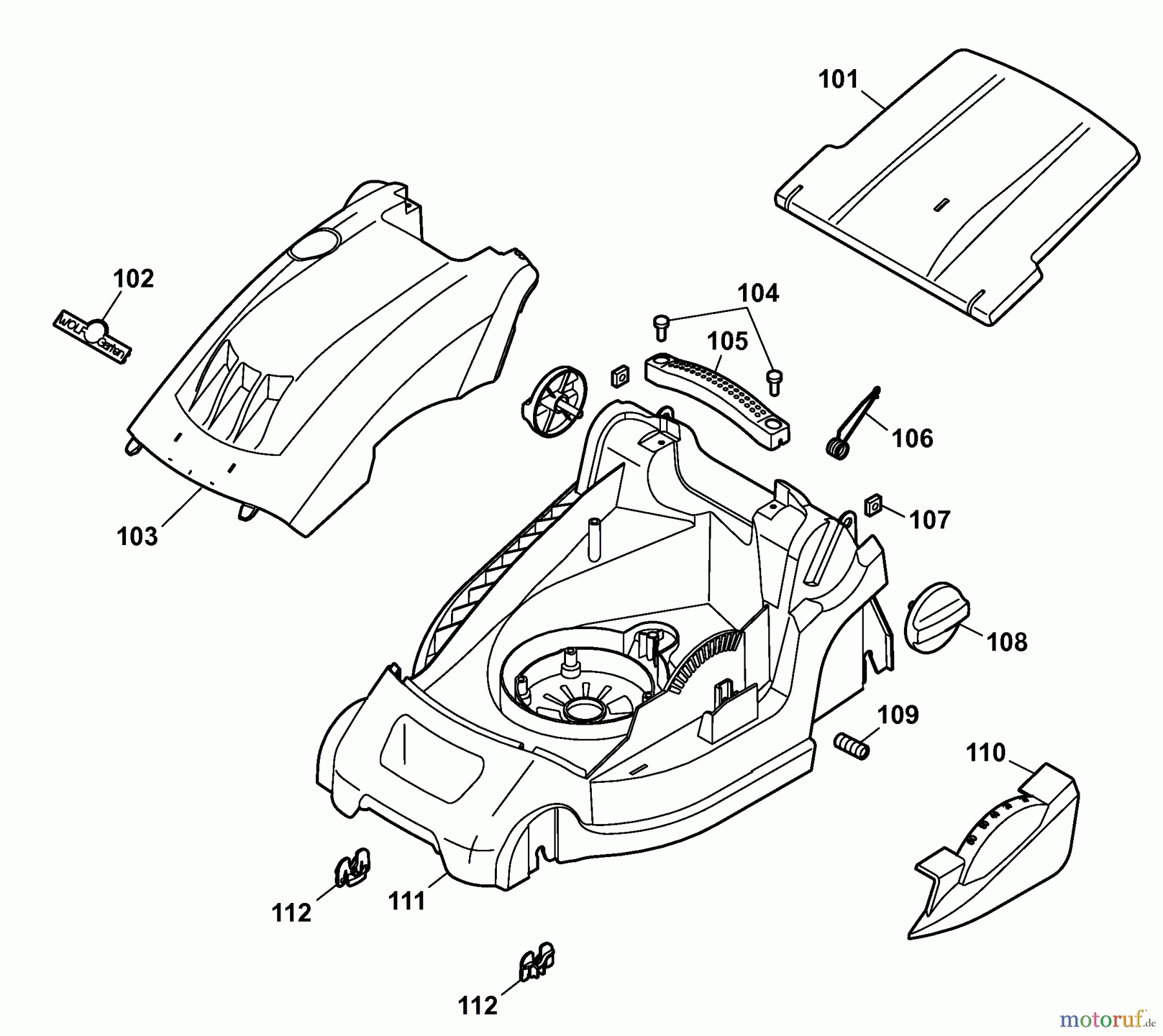  Wolf-Garten Elektromäher 1.37 XC 4917088 Serie A  (2008) Mähwerksgehäuse