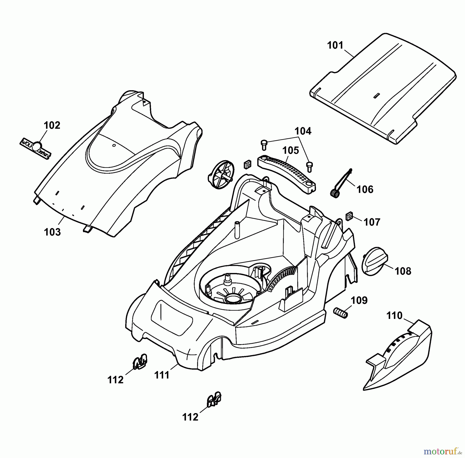  Wolf-Garten Elektromäher Power 1500 4927008 Serie A  (2006) Mähwerksgehäuse