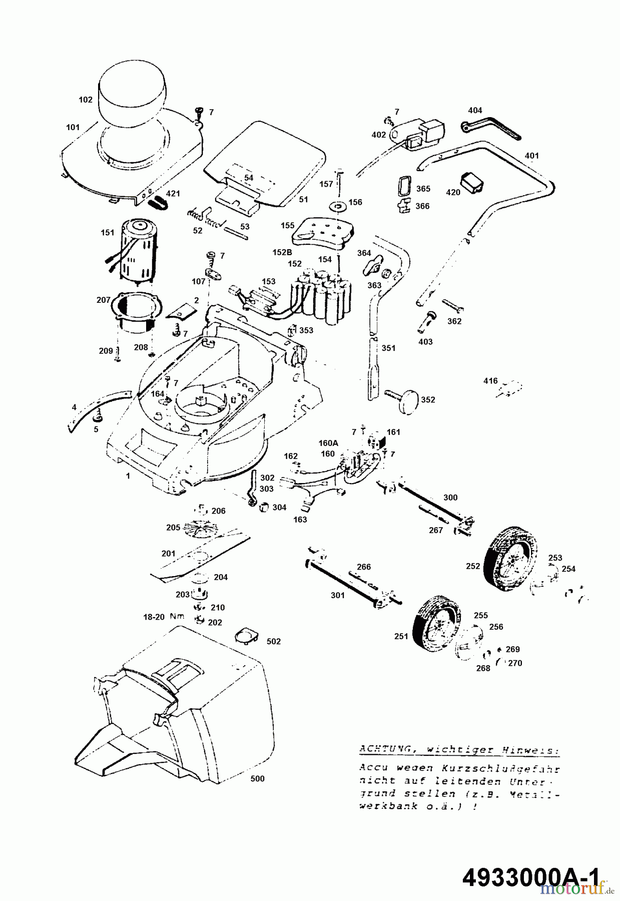  Wolf-Garten Akkumäher 6.32 Accu 4933000 Serie A  (1994) Grundgerät