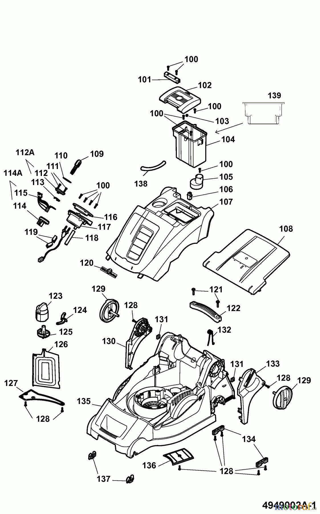  Wolf-Garten Hybridmäher Hybrid Power 40 4949002 Serie A  (2009) Mähwerksgehäuse