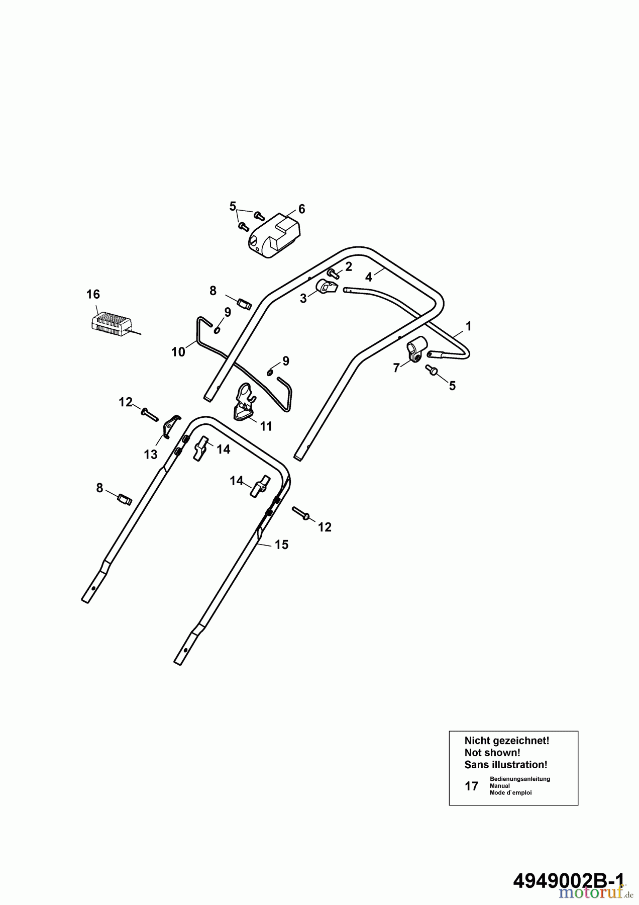 Wolf-Garten Hybridmäher Hybrid Power 40 4949002 Serie B (2009) Holm